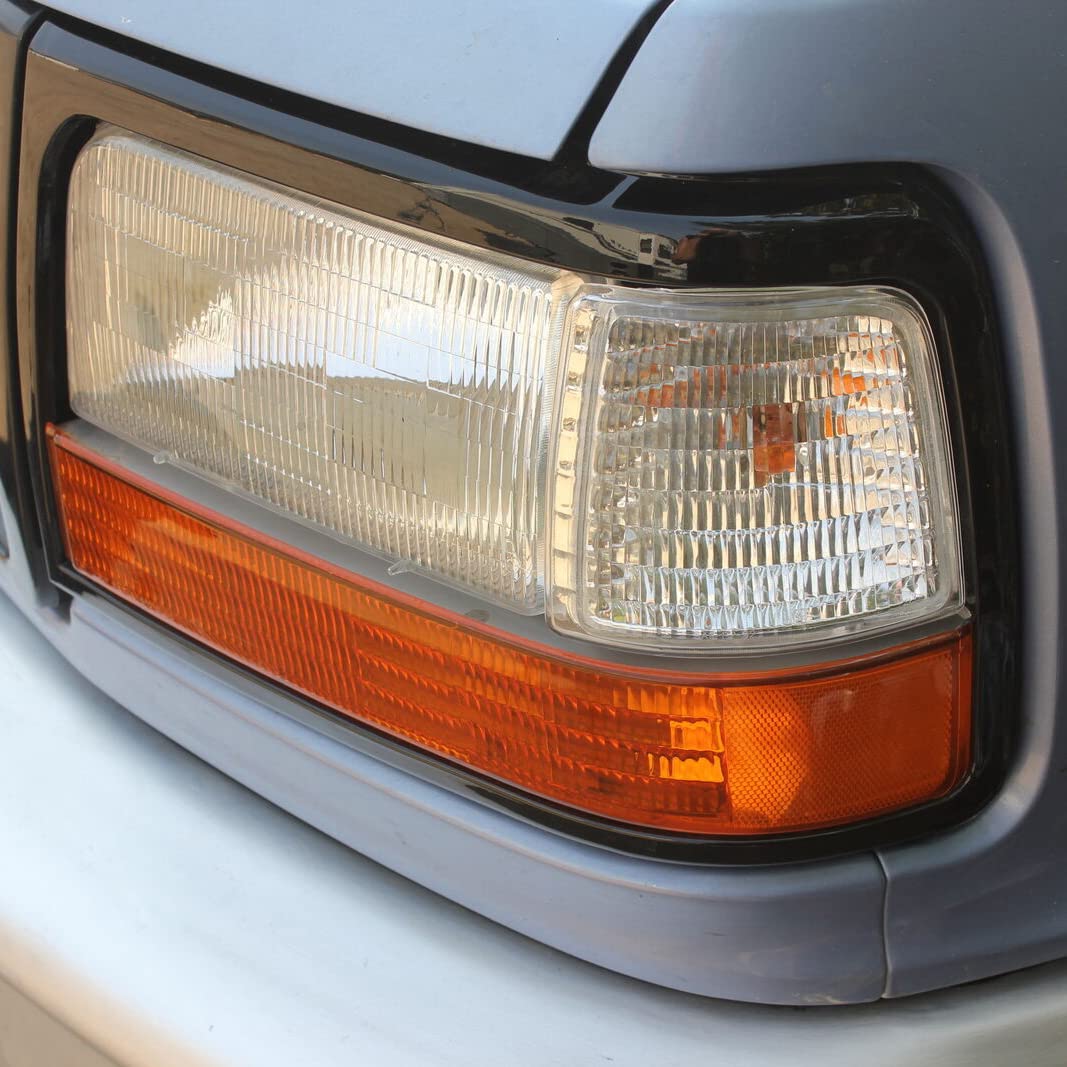 Ecotric Headlights Headlamps Trim Bezel Black Compatible With 1992-1997 F250 F350 F450 Truck & 1992-1996 Bronco F150 Pickup Truck Replacement For Part Number Fo2513135 Fo2512131