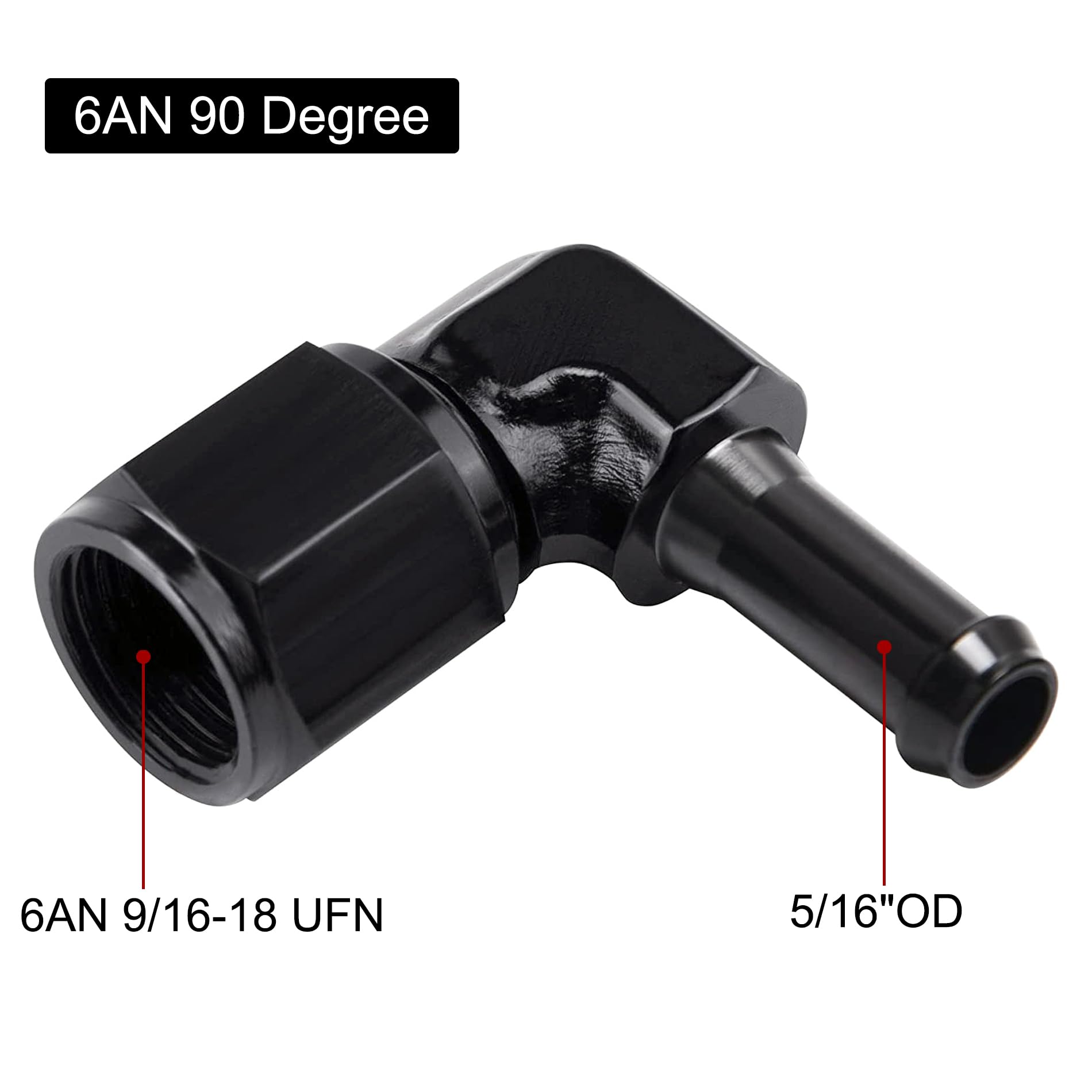 EVIL ENERGY 6AN Female to 5/16'' Barb Hose Fitting 90 Degree Swivel 2PCS