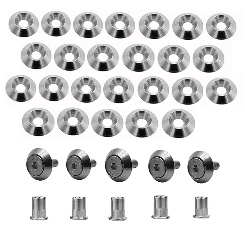 Stetion Stainless Steel 25 Pcs Fender Bumper Washer Bolt M5X20Mm Cnc Finishing Washer Engine Bay Dress Up Fastener Kit Flares Widebody Kit Installation Hardware
