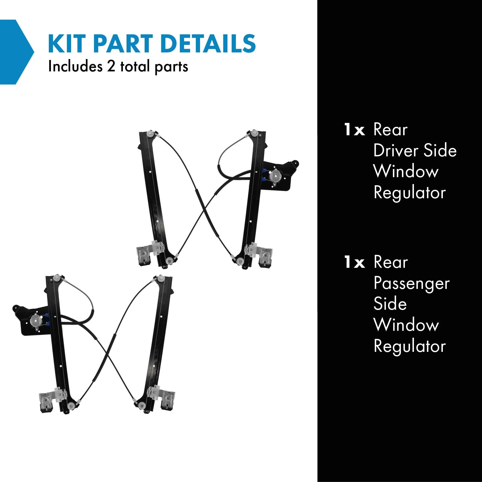 Trq Rear Power Window Regulator Set Compatible With 02-06 Cadillac 00-07 Chevrolet Gmc