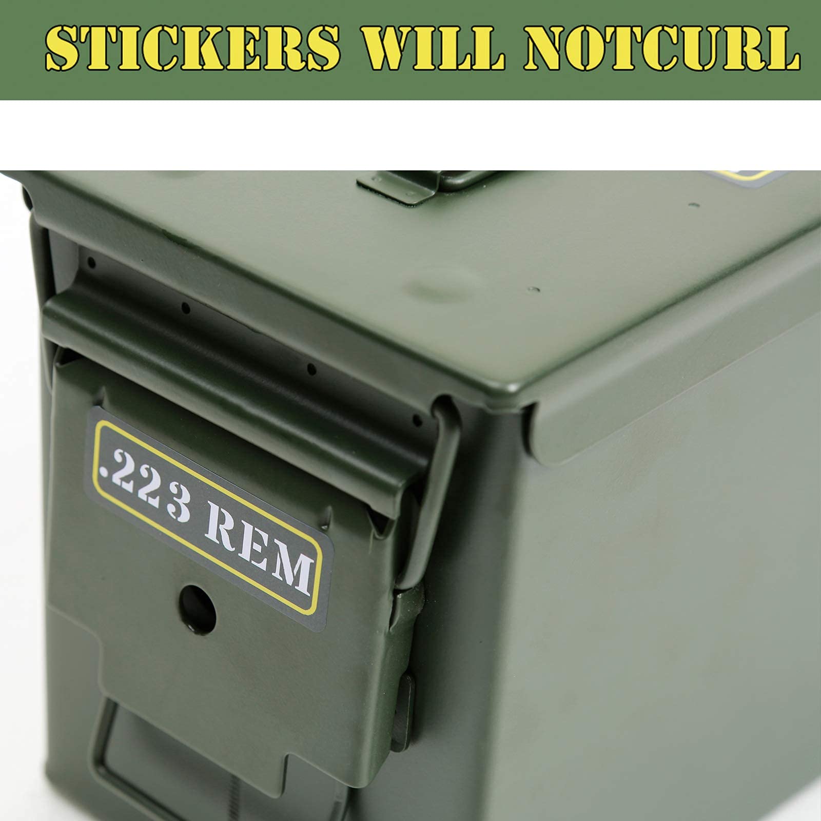 Aolamegs Ammo Can Vinyl Sticker Set Decal Label for Cans Cases Boxes .22 .223 .308 9MM .380 .45 5.56 7.62 12GA 300BLK Black (80
