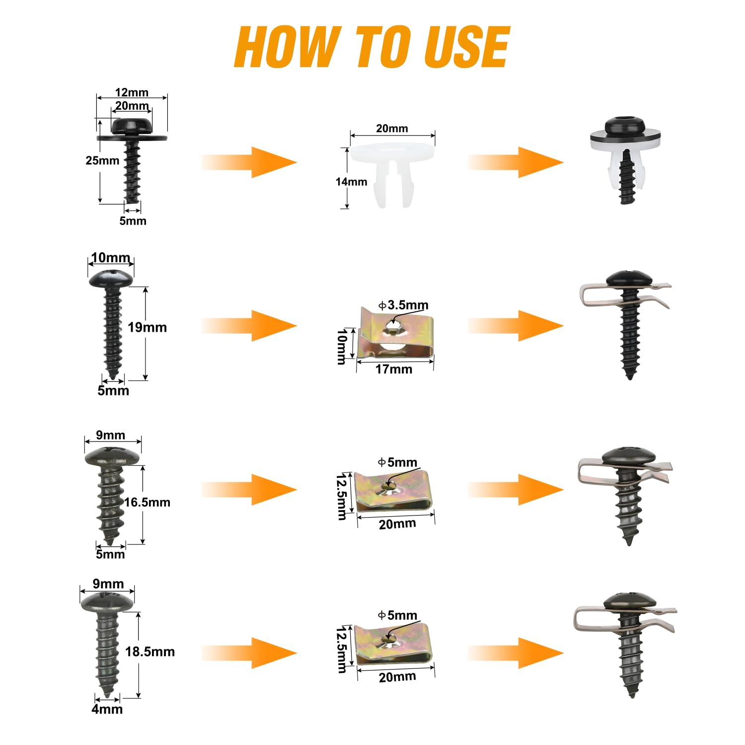 Gooacc 795Pcs Car Push Retainer Clips & Auto Fasteners Assortment 23 Most Popular Sizes Nylon Bumper Fender Rivets Metal Screw P