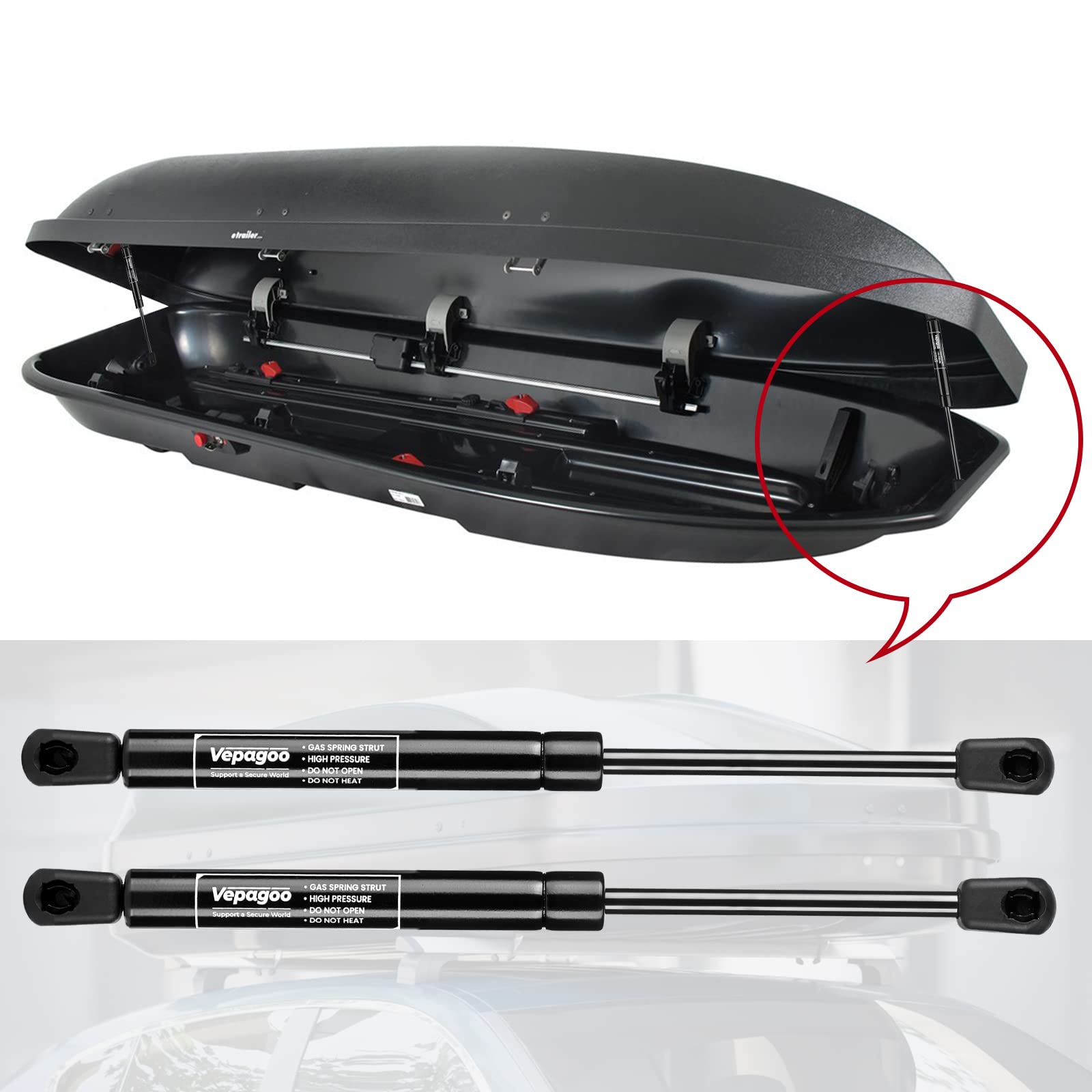 Vepagoo C16-14722 11.2inch 22lb/98N Gas Strut Shock Spring Lift Support Fit for Camper Shell Topper Window Yakima Rocket Box, Co