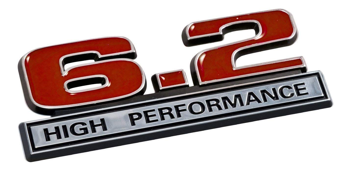 6.2 Liter High Performance Emblem In Red And Chrome