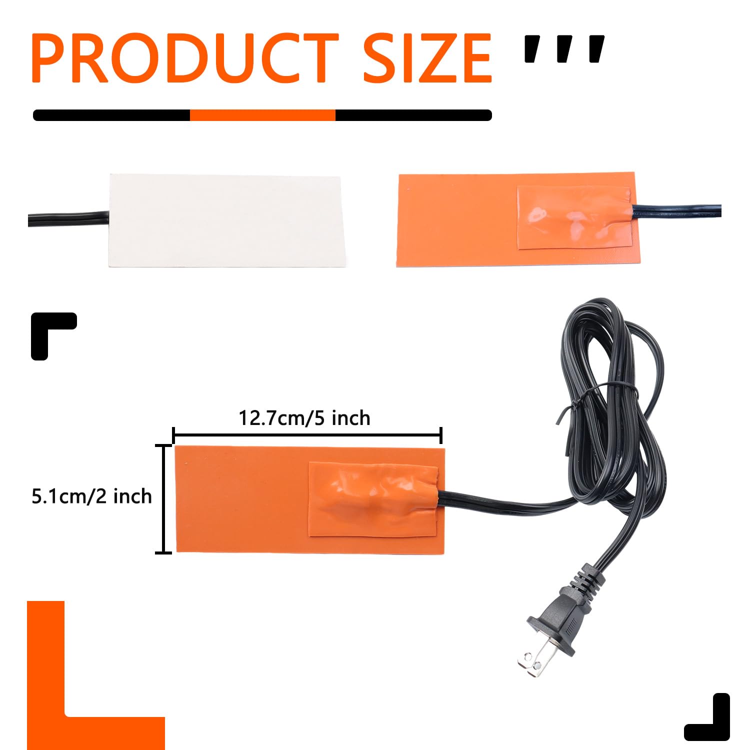 2 X 5In Car Engine Silicone Pad Heater - Self-Adhesive, Oil Pan Heater Pad Car Truck Oil Pan Heater Pad For Metal Surface With 1