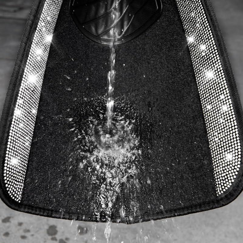 Car Pass® Bling Car Mats Shining Diamond Carpet Crystal Rhinestones Sparkly Glitter Floor Mats With Anti-Slip Pvc Heel Pad Universal For Automotive Suv, Sedan, Van, 3Pcs For Girl Women, Black Silver