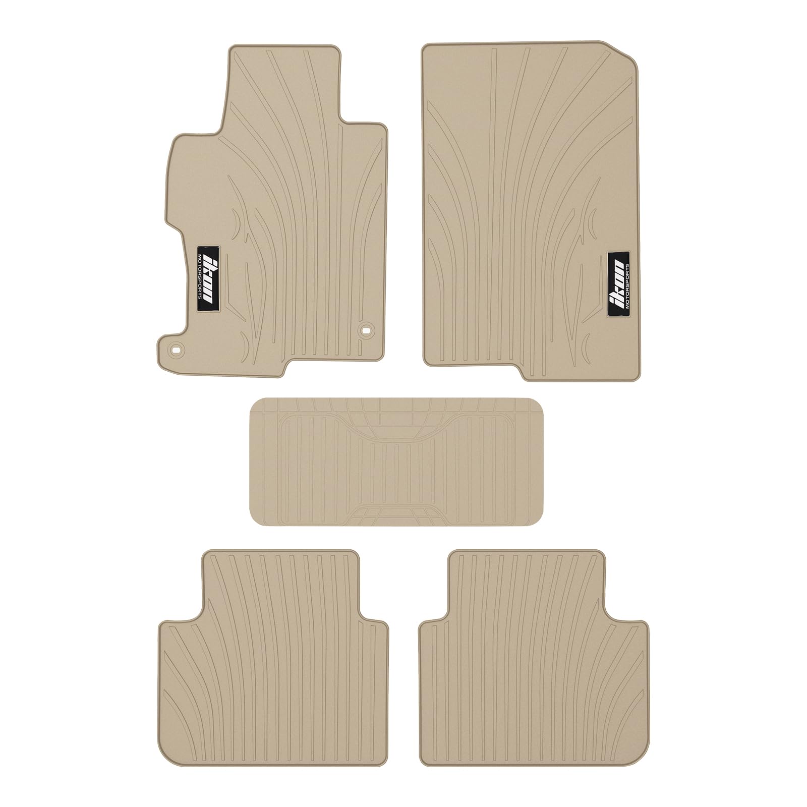 Ikon Motorsports, Floor Mats Compatible With 2013-2017 Honda Accord Sedan 4-Door, Beige Latex Rubber Heavy Duty All Weather Seas