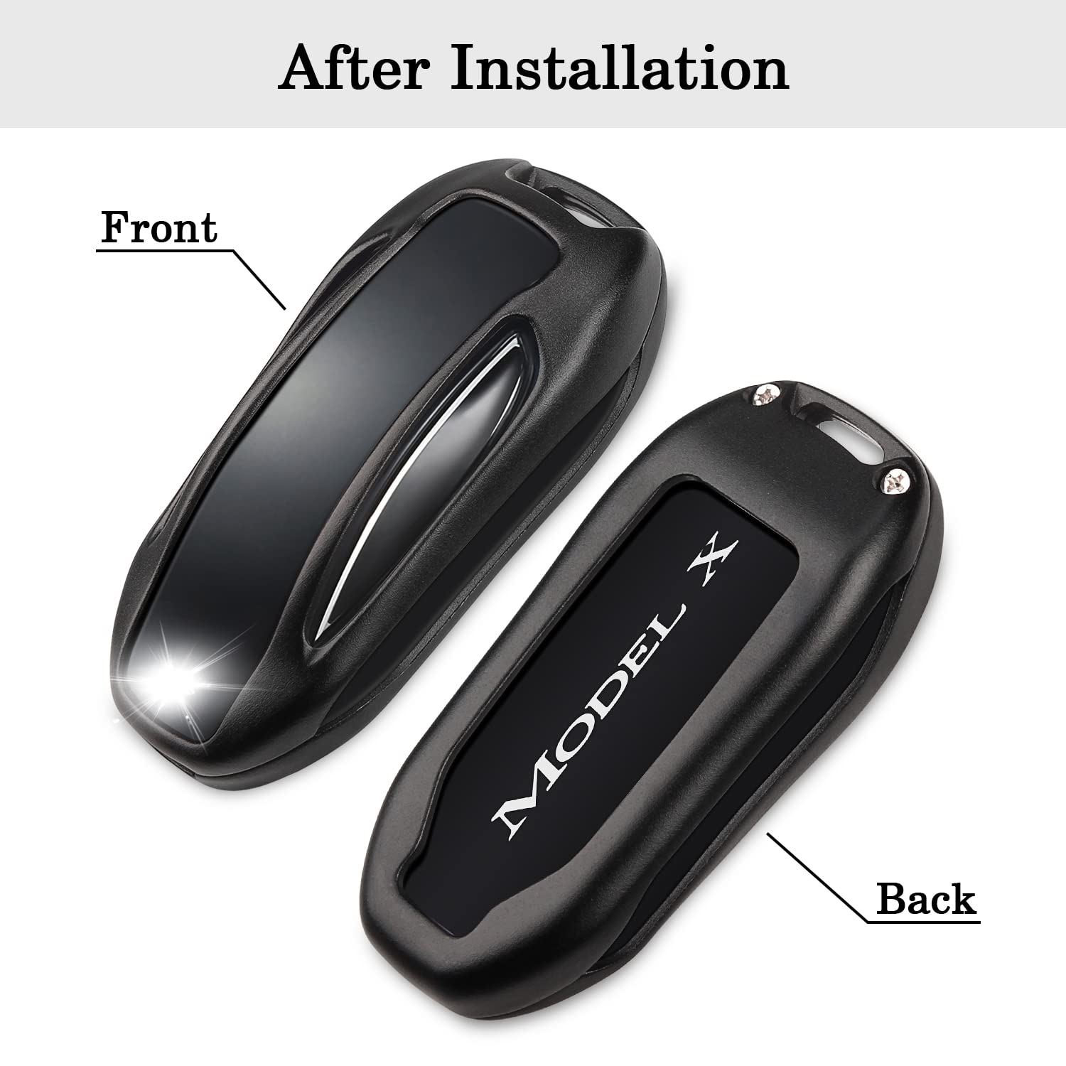 Qbuc For Tesla Key Fob Cover With Keychain Compatible With Tesla Model X Keyless Protection Case Smart Remote Accessories (Black