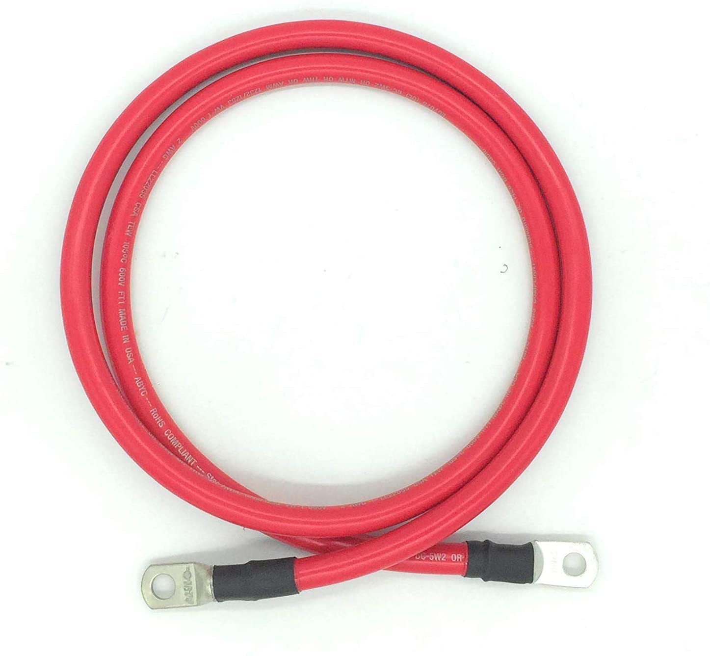 2 Awg Gauge Marine Grade Battery Cables, Made In Usa, Fully Assembled With Heavy Duty Tinned Lugs, 1Ft-15Ft Lengths Available (S