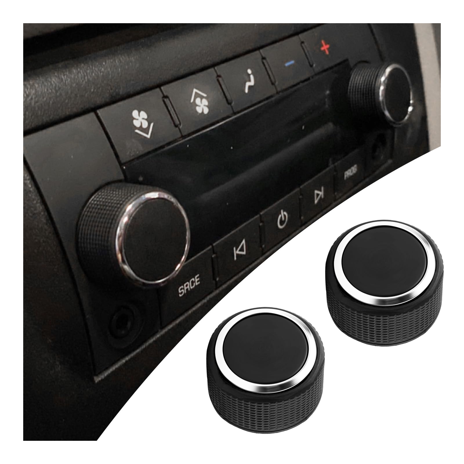 2PCS Car Volume Knob for Rear Audio Replacement OEM 22912547,Rear Radio Knobs Replacement Buttons Compatible with Buick Chevy GM