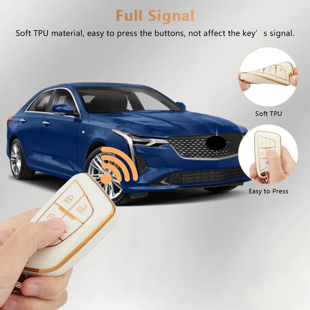 Pifoog Key Fob Cover For Cadillac Ct4 Ct4-V Ct5 5 Button Smart Keys Case Shell Protection Bling Car Key Chain Accessories Cute G