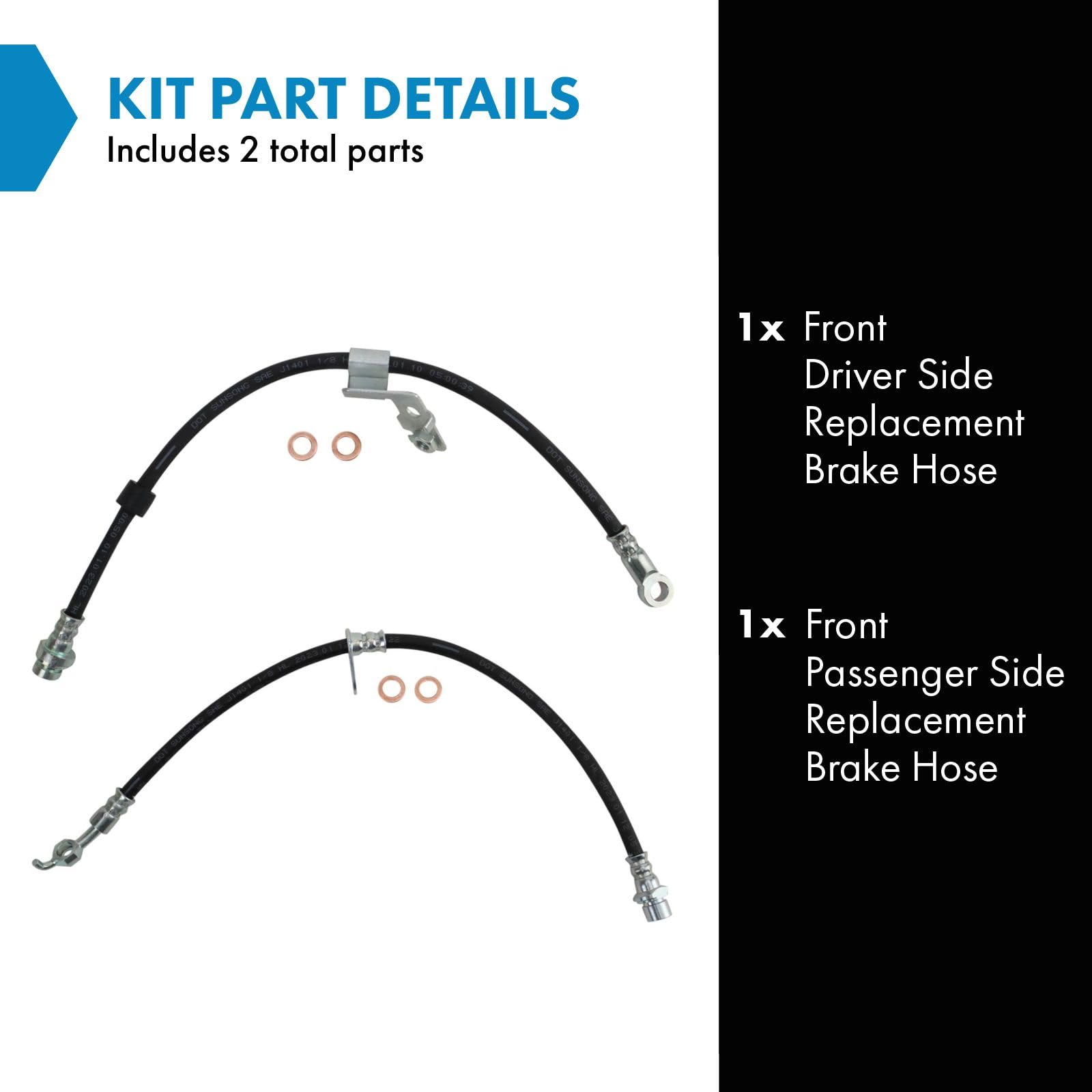 Trq Front Brake Hose Set Compatible With 1996-2003 Toyota Rav4
