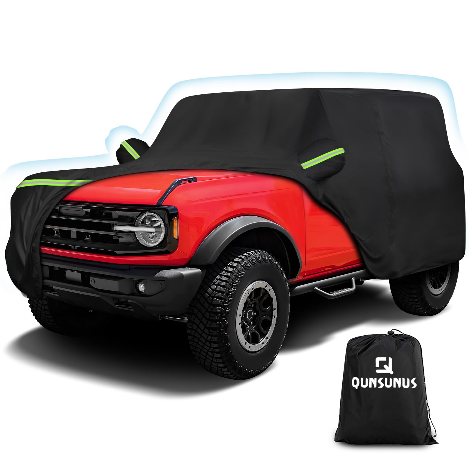 QUNSUNUS 6 Layer Waterproof Car Cover for Bronco 2 Door 2021 2022 2023, Outdoor Car Cover with Zipper, Full Exterior Car Covers 
