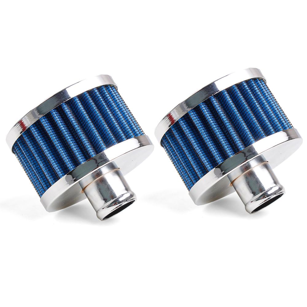 MUGE RACING 23mm Car Air Filter Universal Cold Air Intake Filter High Flow Vent Valve Cover Breather Filter (Blue- 2 Pcs)