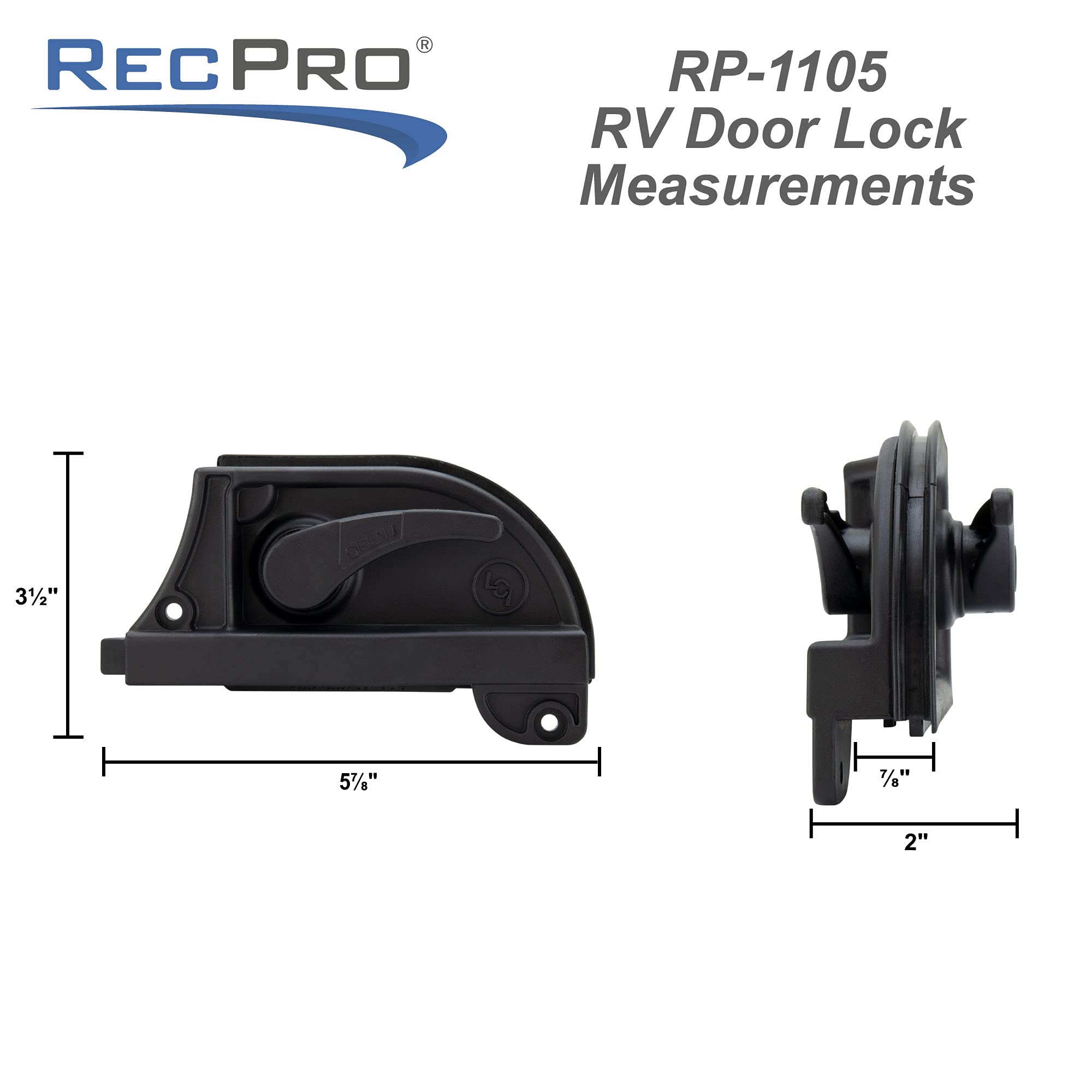 RecPro RV Screen Door Latch - Black Right-Hand Camper Exterior Door Accessory