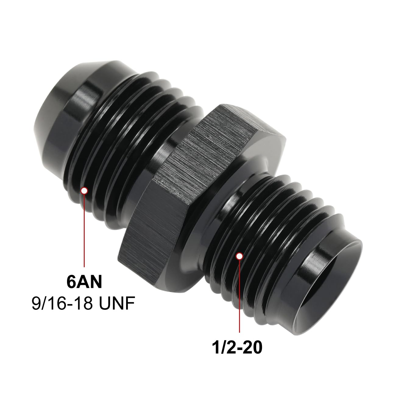 Podavelle 6AN Male to 1/2-20 Inverted Flare Adapter Fitting Connector Aluminum Black