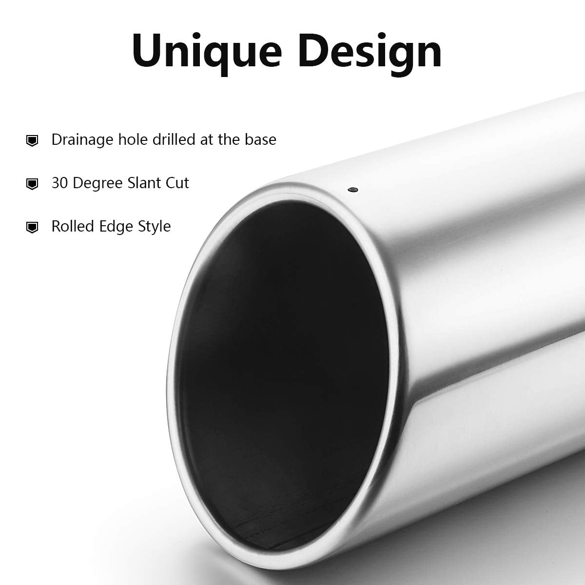 Exhaust Tip 3' Inlet To 5' Outlet, A-Karck 12' Overall Length Polishing Bolt On Exhaust Tailpipe Tip Protect Tailpipe