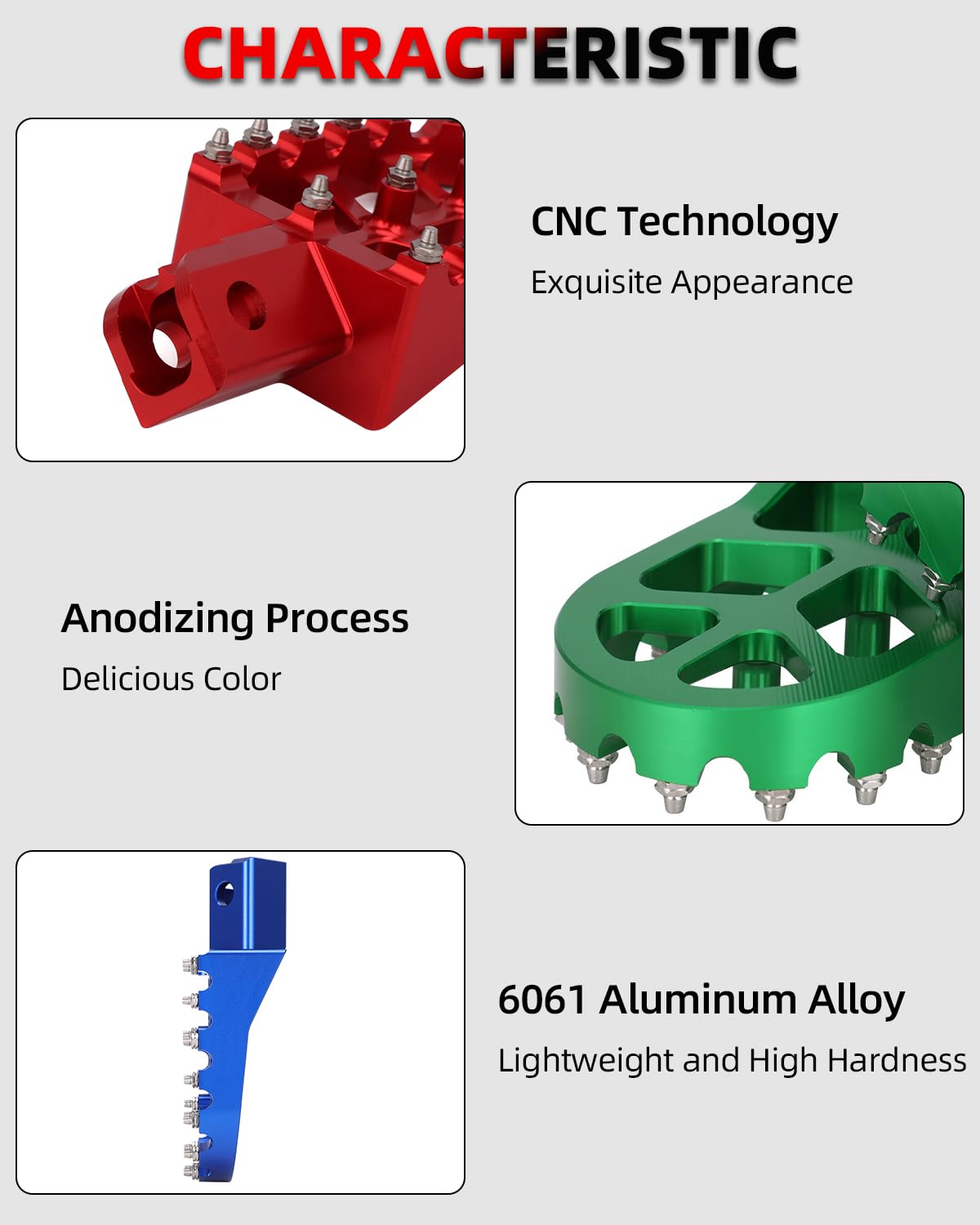 JFG RACING Dirt Bike Foot Pegs,Universal CNC Motorcycle Pit Mini Bike Pegs for CR CRF XR SSR 50 70 80 85 100 110 Tao Tao DB-X RF