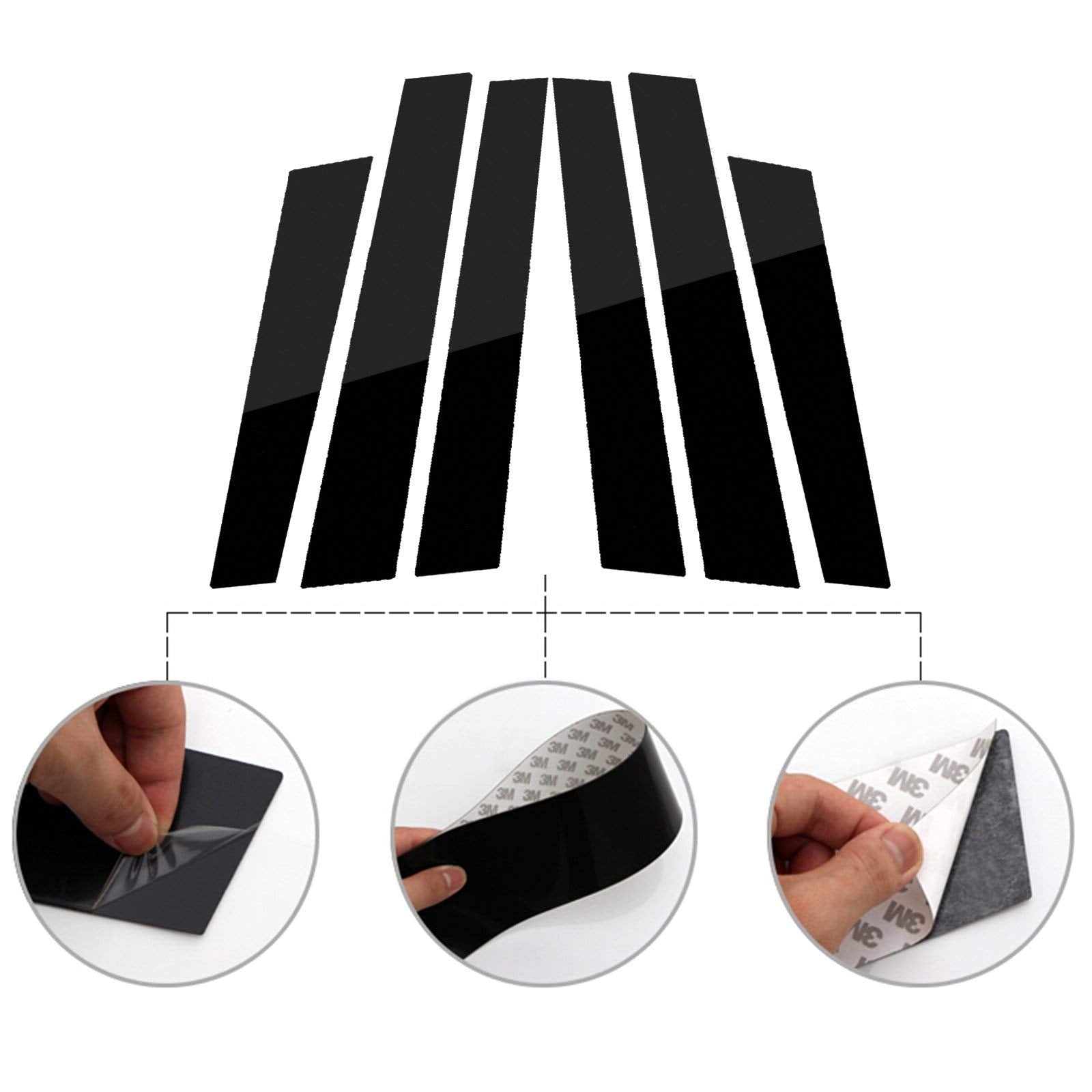 Xotic Tech Pillar Post Side Door Window Cover Trim Pre-Cut Molding, Compatible With Honda Crv 2007-2011 (Glossy Black)