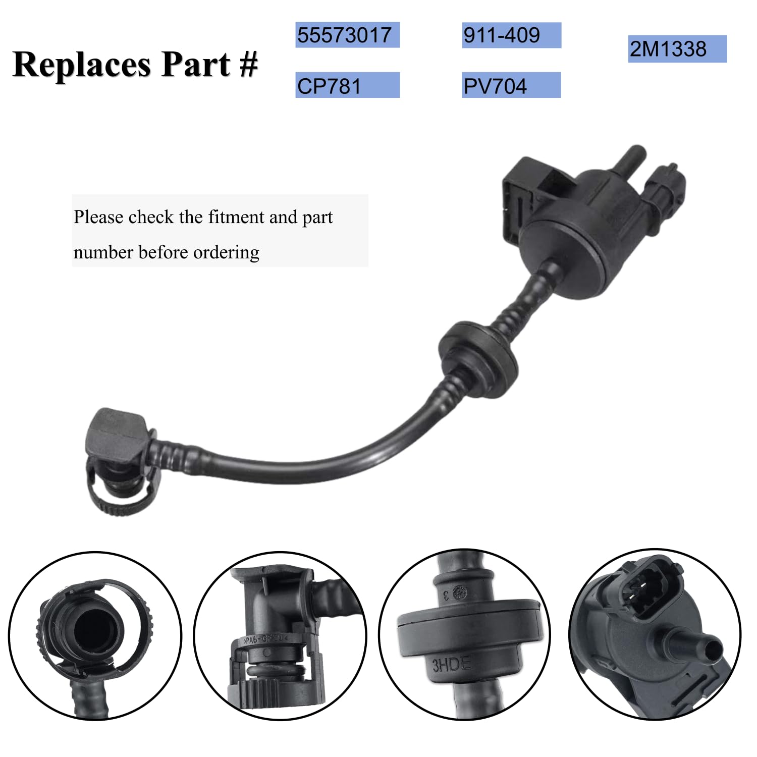 Vapor Canister Purge Valve Compatible with 2012-2021 Chevy Cruze Sonic Trax Buick Encore with 1.4L - Replaces 55573017 911-409 C