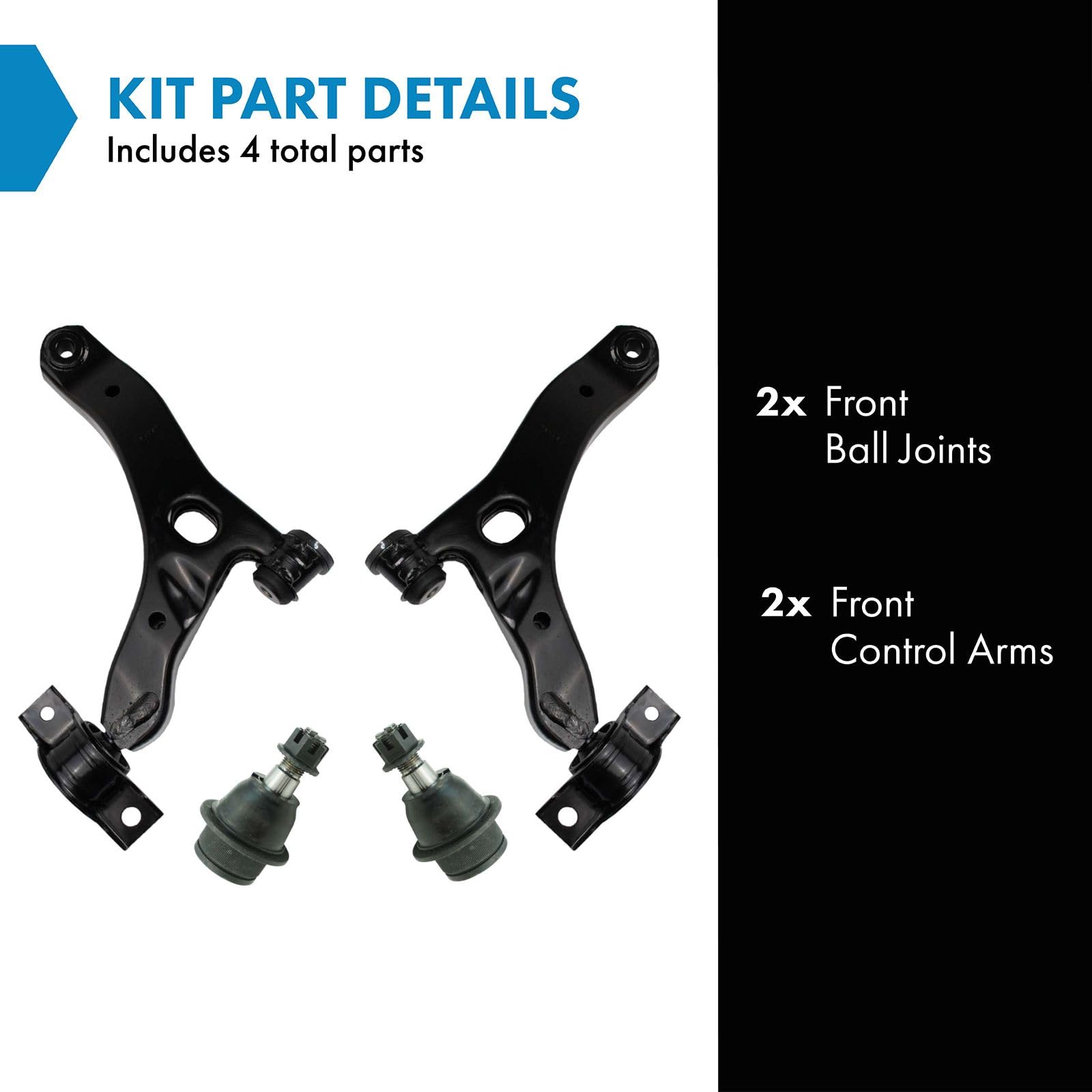 TRQ Front Control Arm with Ball Joint Set Compatible with 2010-2013 Ford Transit Connect