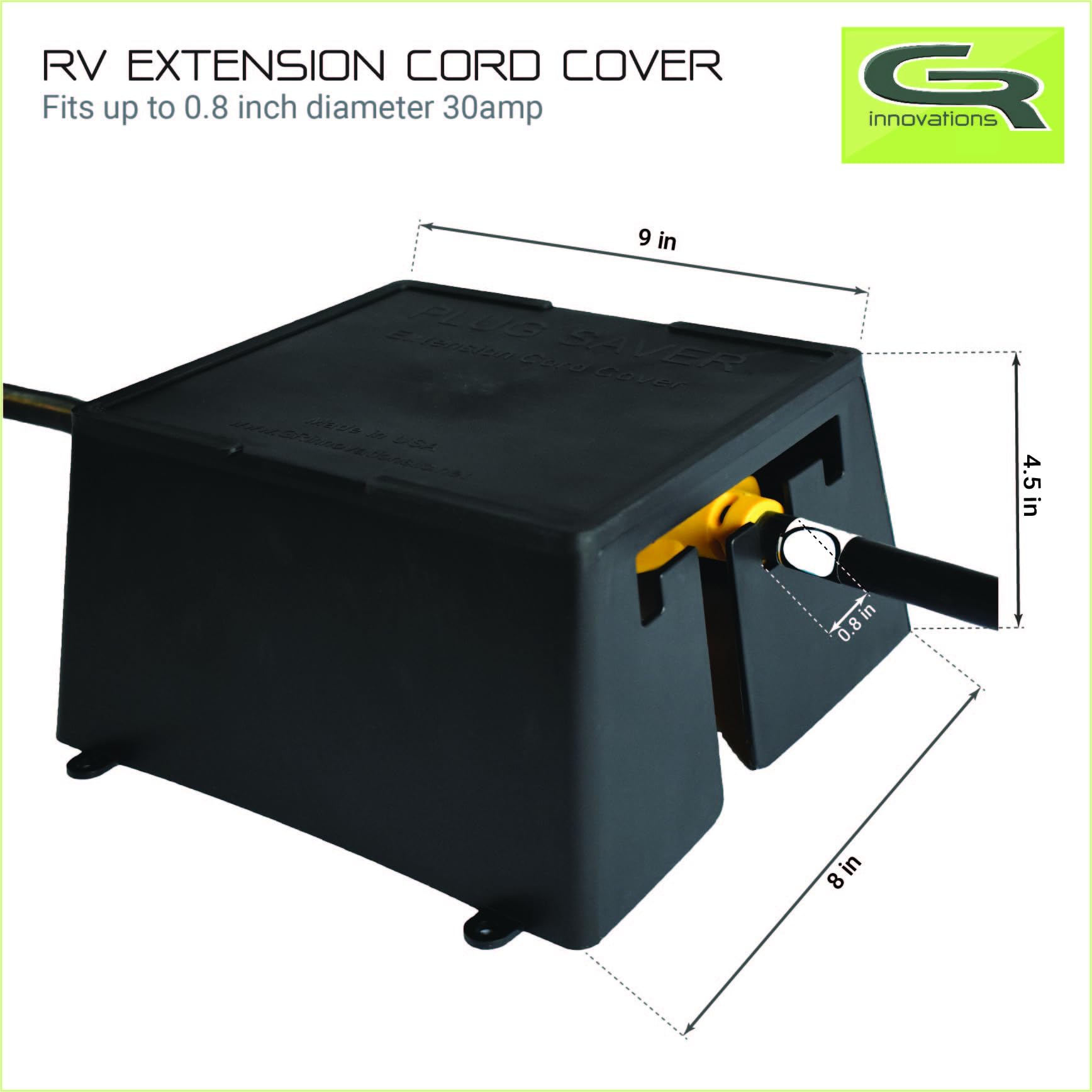 Gr Innovations Rv Extension Cord Cover | Plug Saver | Outdoor Electrical Cord Cover | Elevates & Shields Outdoor Extension | 30