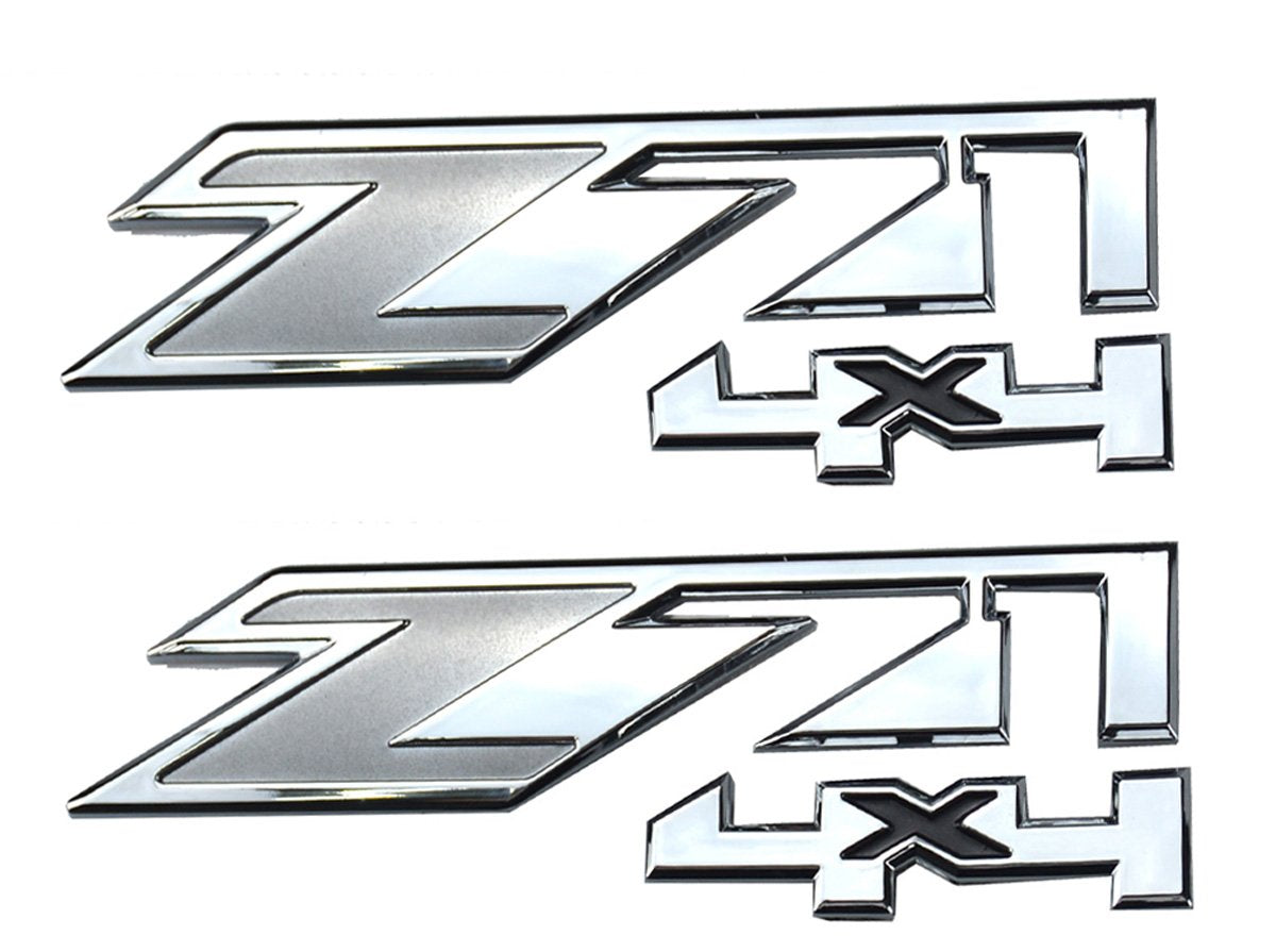 Aimoll 2Pcs Z71 4X4 Emblems For Gmc Chevy Silverado Sierra Tahoe Suburban New 1500 2500 3500 Decal (Chrome Grey)