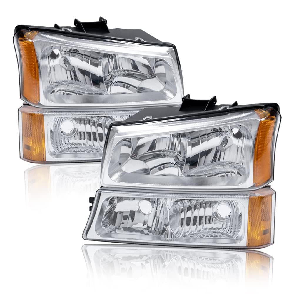 Pit66 Headlights Assembly Compatible With 2003-2006 Chevy Silverado 1500 2500 3500 Hd Models/Fit 03-06 Avalanche 1500 2500(Fit N