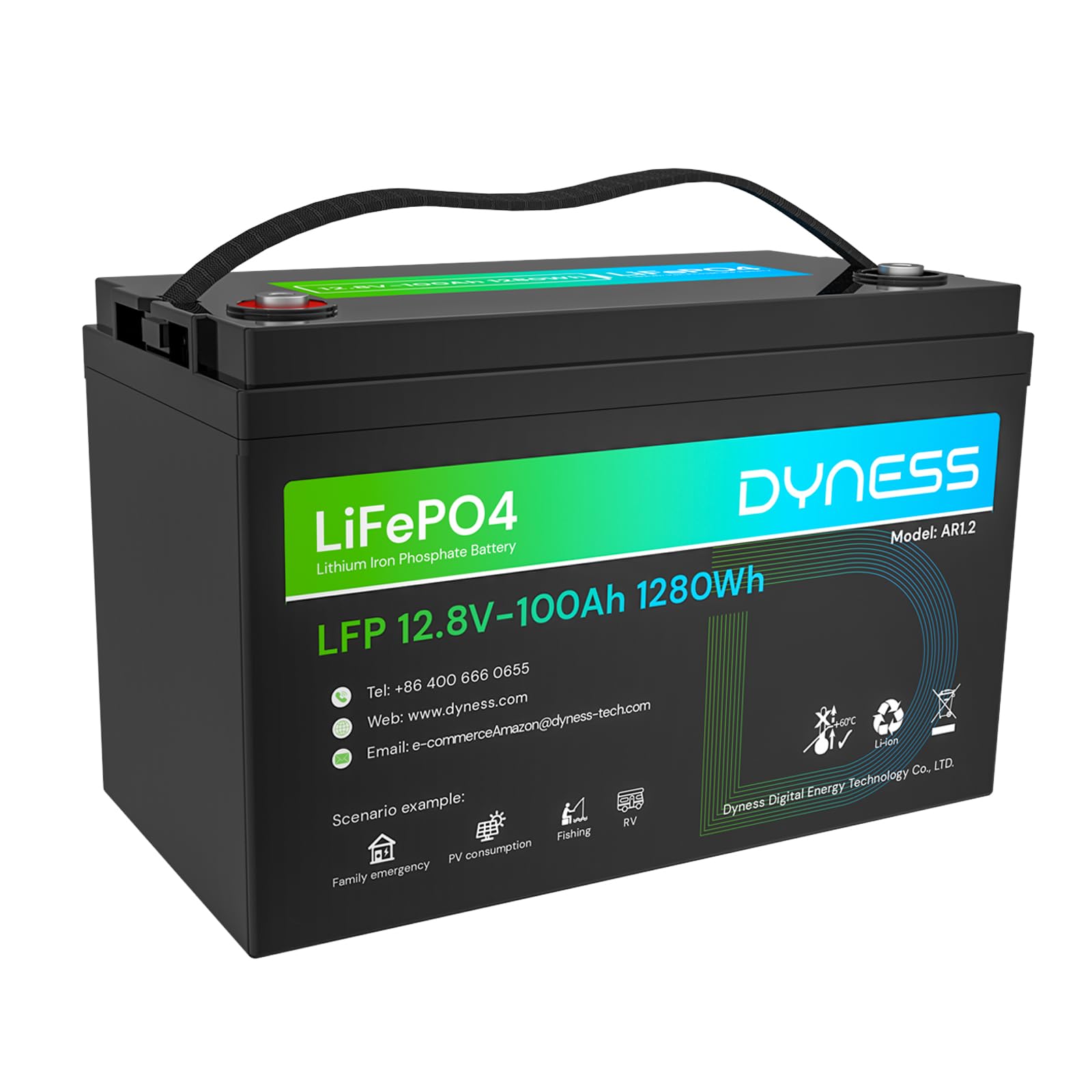Dyness 12V 100Ah LiFePO4 Battery BCI Group 31 Lithium Battery Built-in 100A BMS, A+ Grade Deep Cycle 12 Volt Lithium Cell Up To 