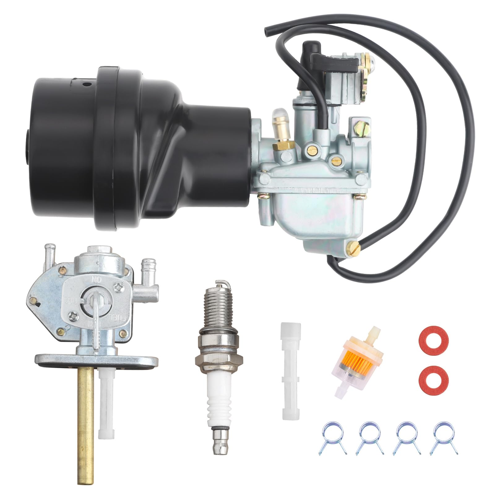 Lt50 Carburetor & Air Filter Box & Fuel Valve Petcock With Spark Plug For Suzuki Atv Quadmaster 50 Lt-A50 2002-2005, Alt50 1983-1984, Lt50 Quadrunner 1984-1987, Jr50 1978-2006