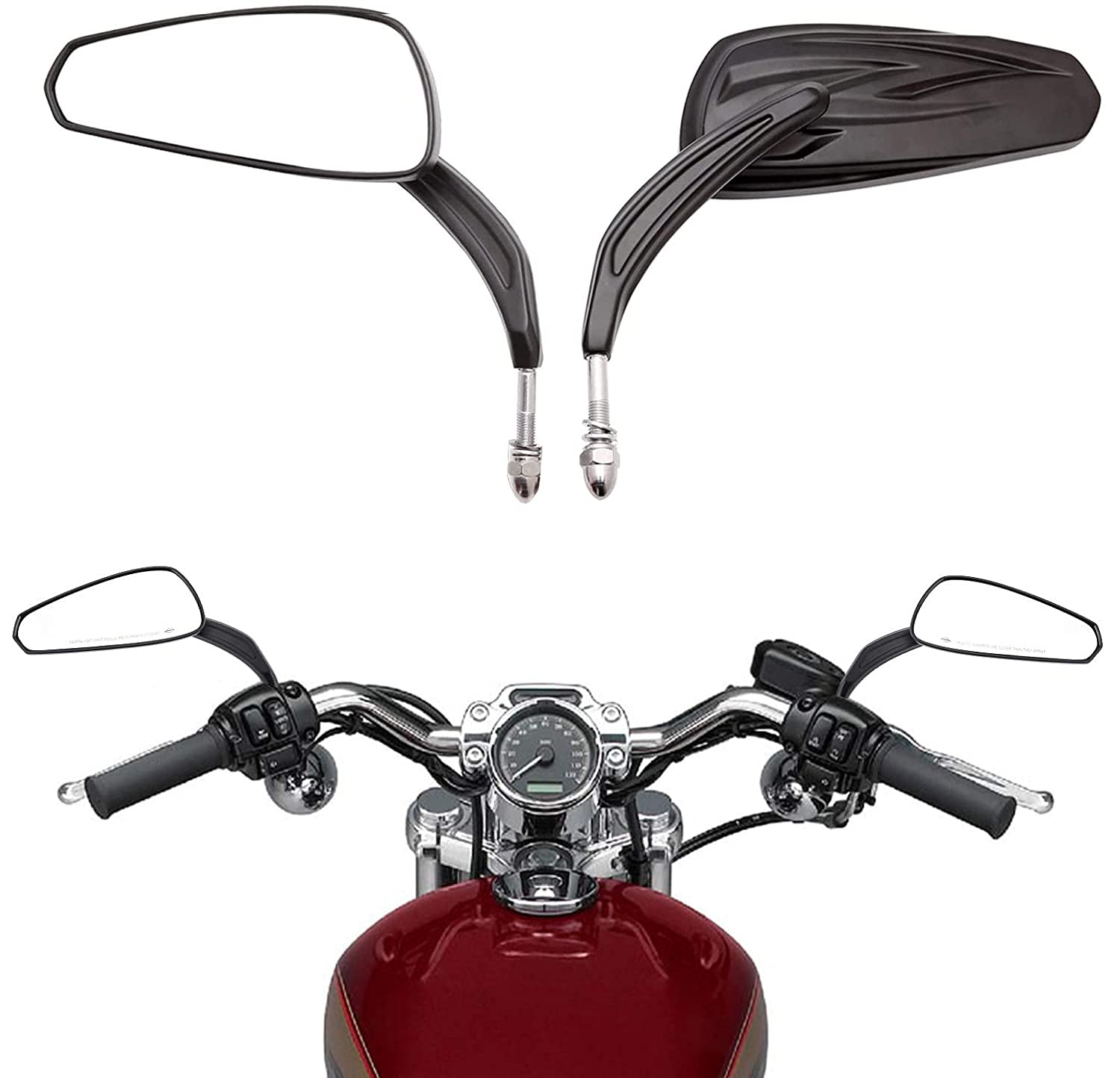 Slmoto 8Mm Rear View Mirrors Fit For Harley Sportster Softail Road King Glide Xl1200 Iron Fltru Xl-1200C Xl-1200L Xl833 Sportste