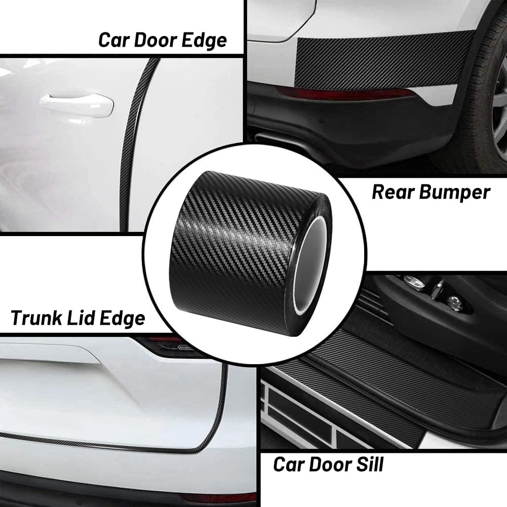 Lzlrun Free Tool Kit 5D High Gloss Carbon Fiber Vinyl Tap For Black Out Chrome Delete Window Trim Door Trim (1Inches X 30Feet)