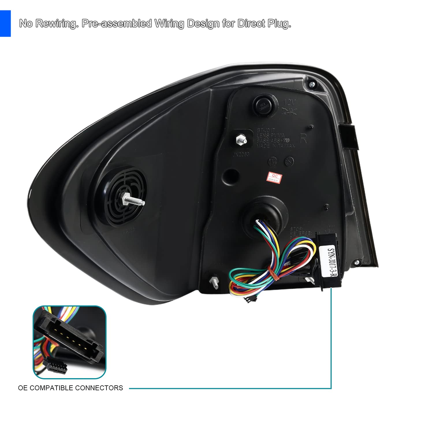 SPEC-D Tuning Tail Lights for 2006-2011 Mercedes-Benz ML-Class, Jet Black Housing, Clear Lens, Red LED Bar, Left + Right Pair