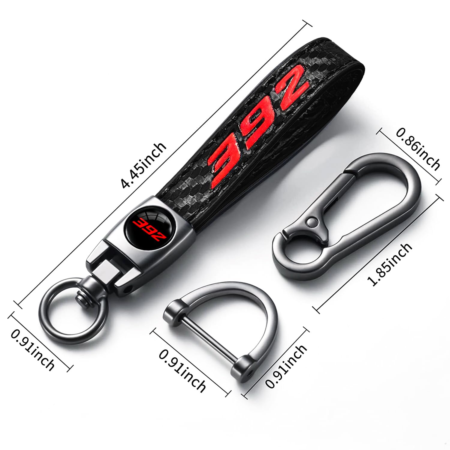 Annloysky Black Carbon Fiber Leather Metal Car Keychain Keyring Compatible with Dodge Challenger Durango SRT 392 Cars Accessorie