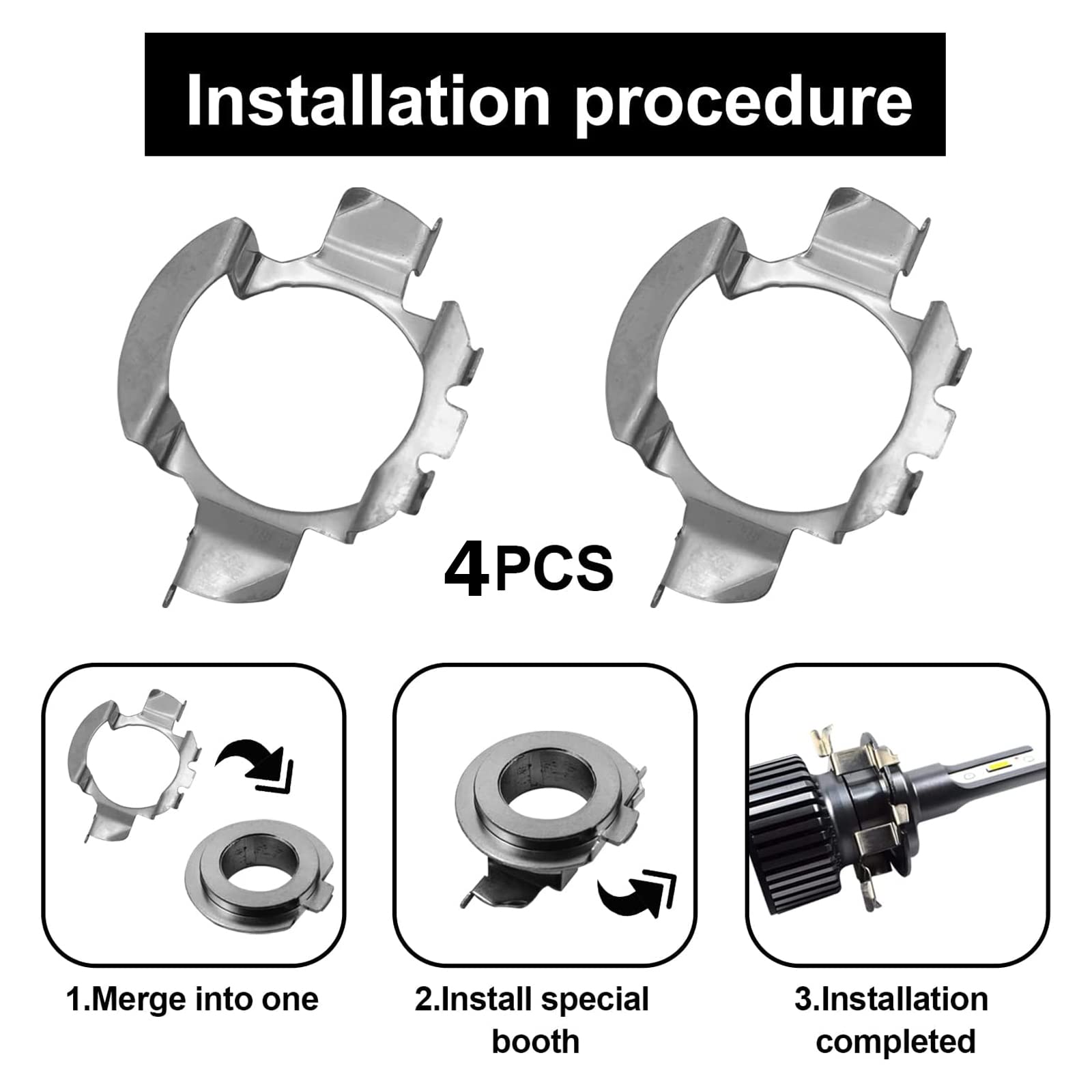 2Pair H7 Led Adapter Led Headlamp Retainer, H7 Led Headlamp Adapter Bulb Base Holder Socket Retainer Compatible With Vw/Mercedesbenz/Audi/Bmw/Buick/Hyundai/Nissan/Saab