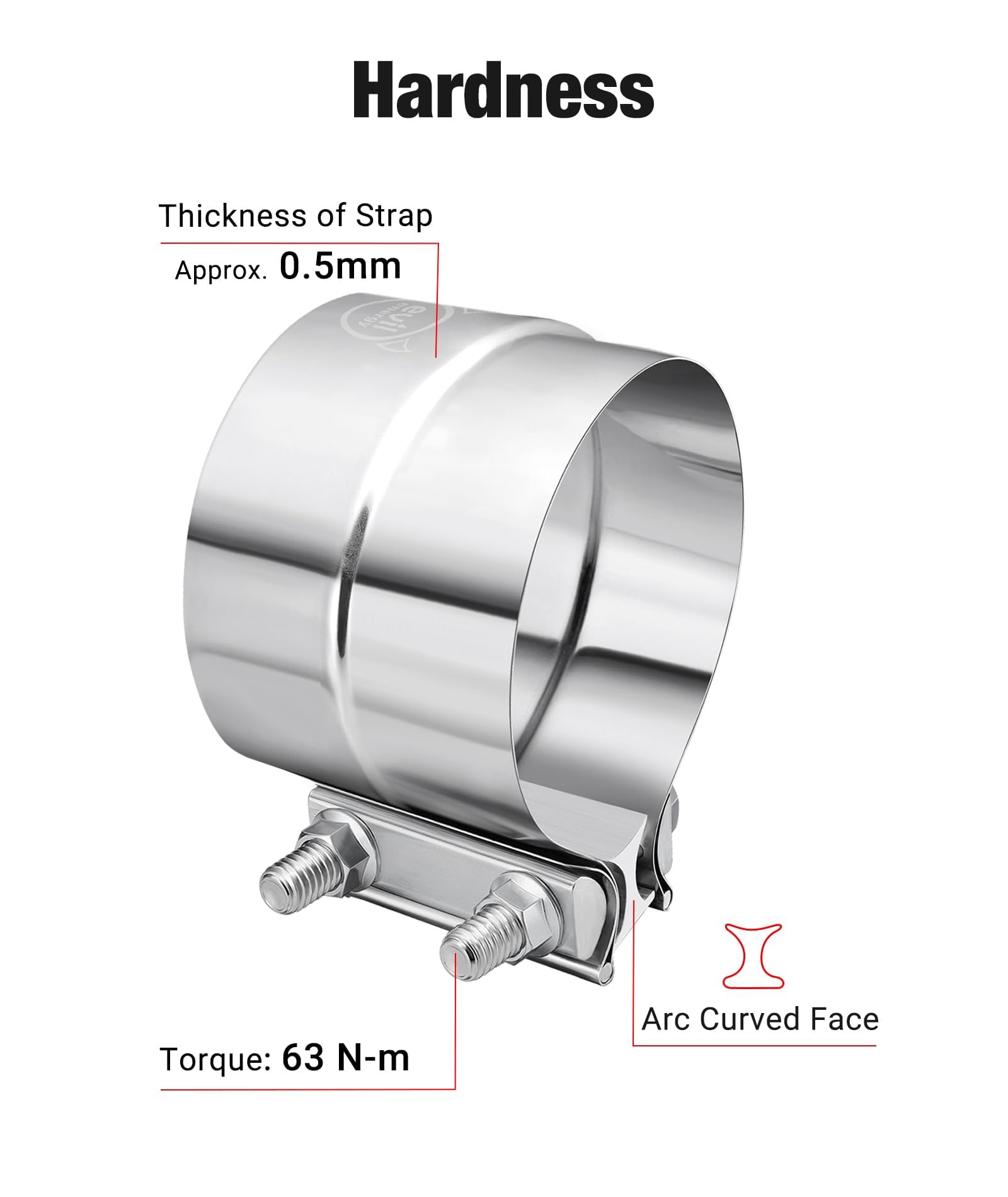 Evil Energy 4 ' ' Exhaust Clamp,Lap Joint Band Clamp Stainless Steel For Pipes,Mufflers,Catalytic Converters (1Pcs, 4 Inch)