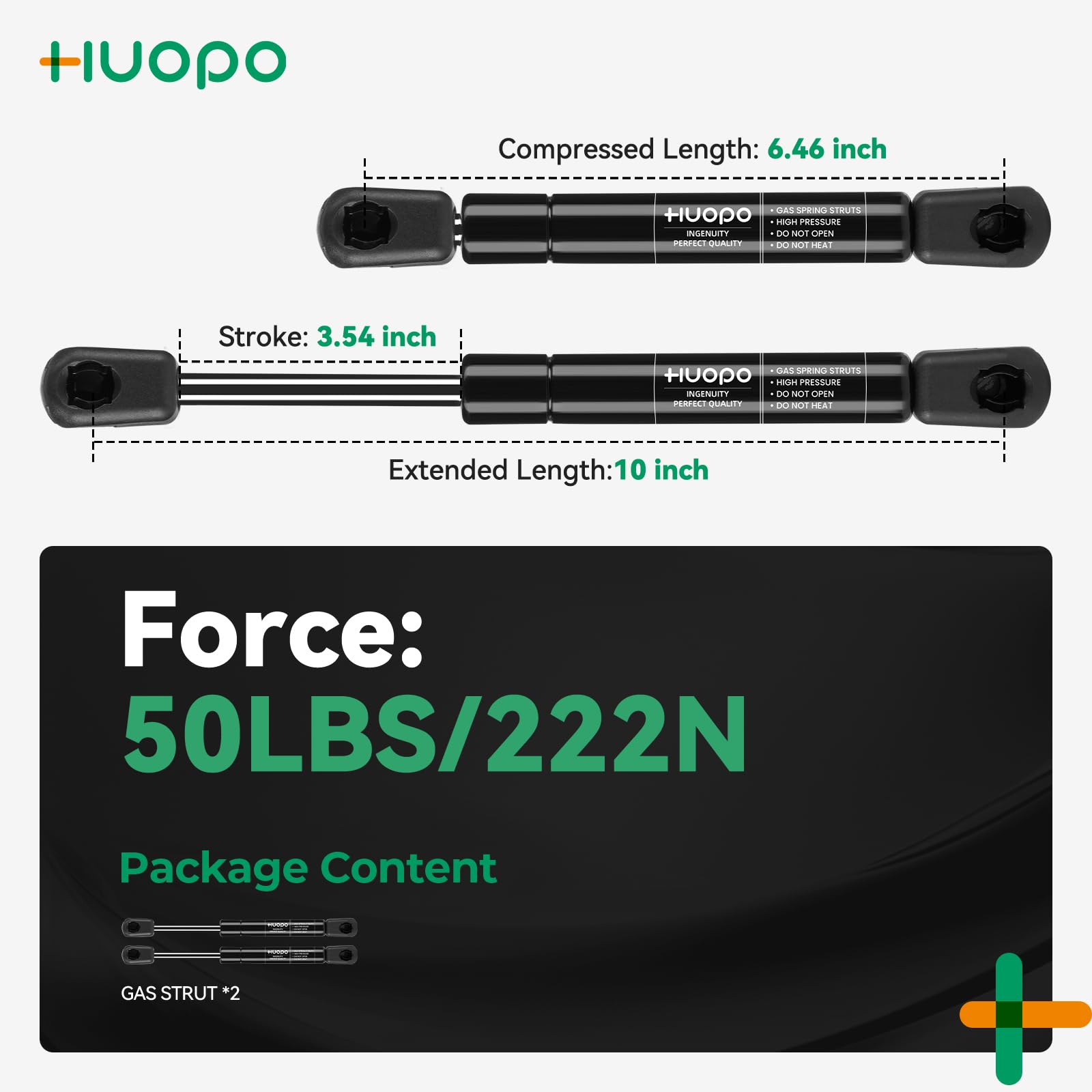 C16-10445 10 Inch 50Lb/222N Gas Strut Shocks Spring Lift Support For Truck Pickup Tool Box Lid Rv Overhead Cabinet Door Toy Tool