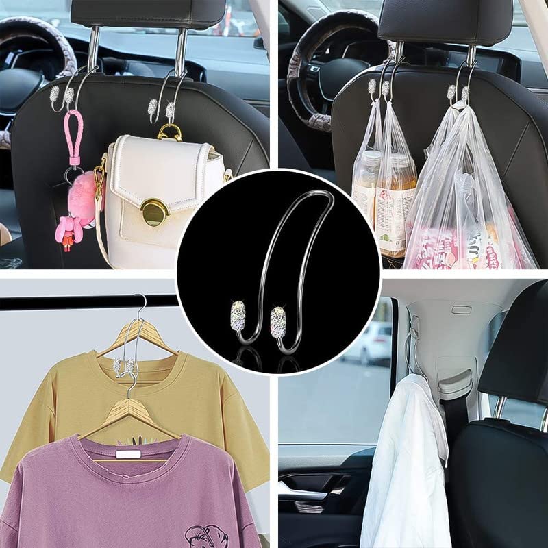 2024 Newest Bling Auto Hooks,Car Hangers Organizer Seat Headrest Hooks,Bag Organizers Rack And Hanger, Heavy-Duty Car Seat Hooks