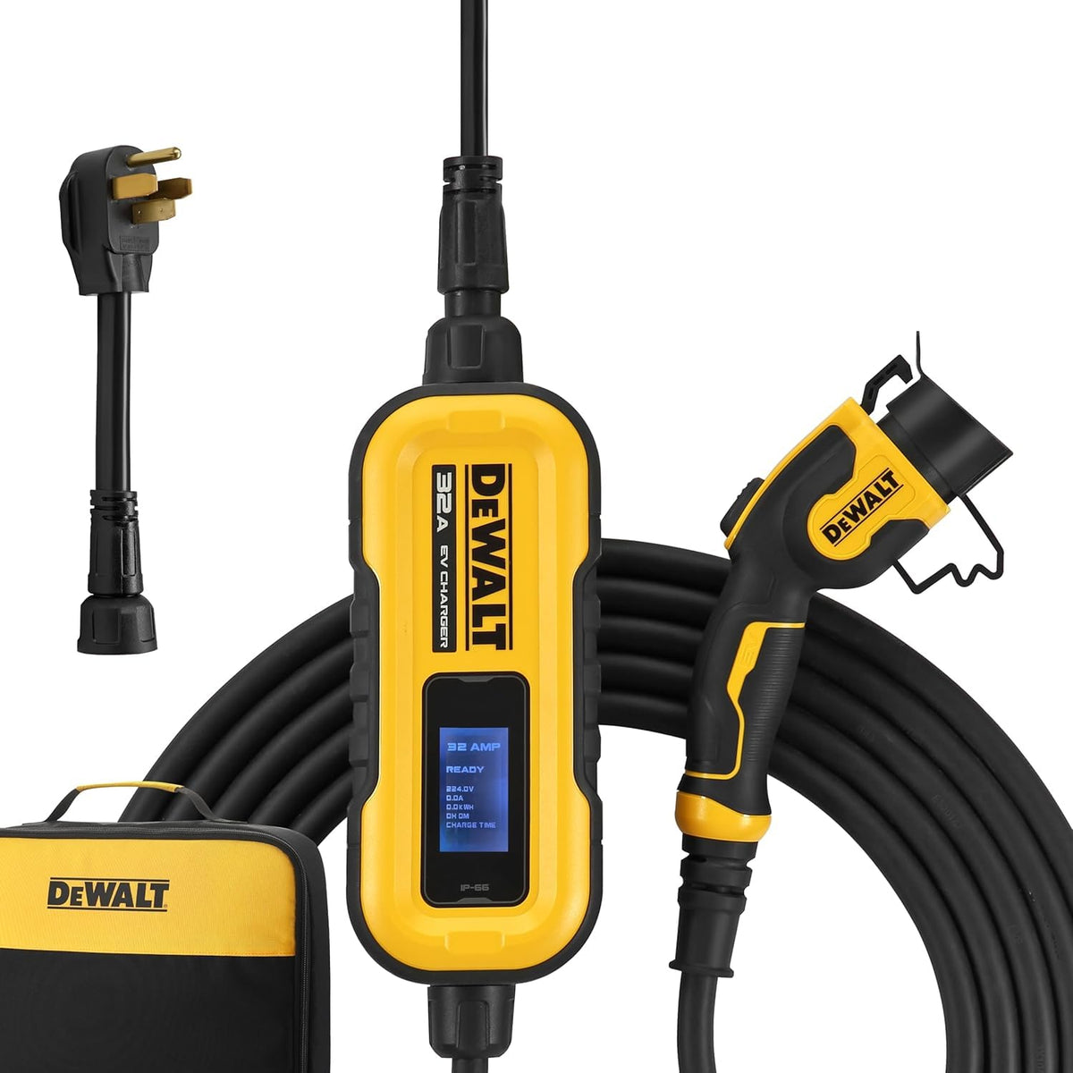DEWALT Portable Electric Vehicle (EV) 120-240V Level 2 Charger up to 32 Amps, CSA Certified Indoor/Outdoor, NEMA 14-50 Plug Adap