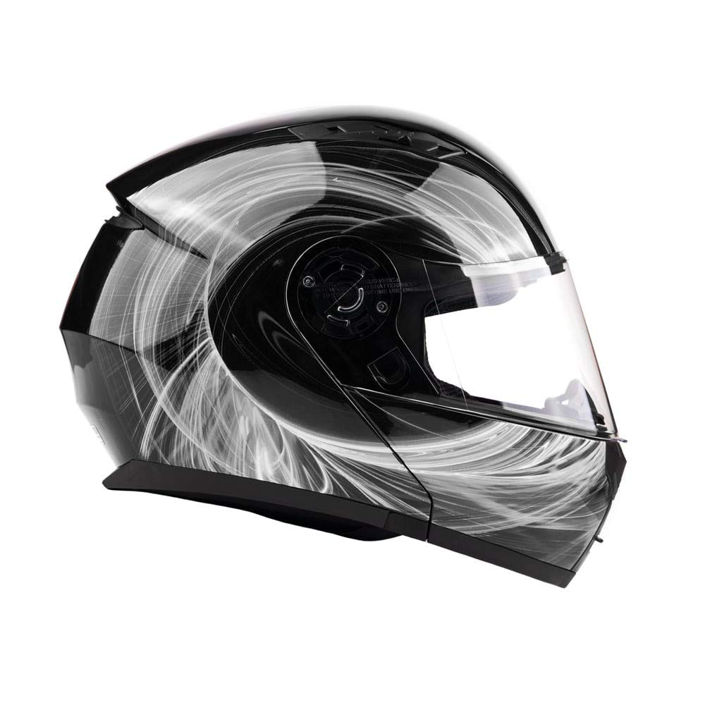 Typhoon Th158 Adult Modular Motorcycle Helmet Dot Dual Visor Full Face Flip-Up - Black White Medium