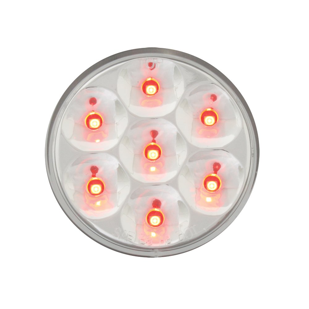 GG Grand General 76543 2 Inches Low Profile Pearl Red 7 LED Marker Light, Clear Lens, red/clear