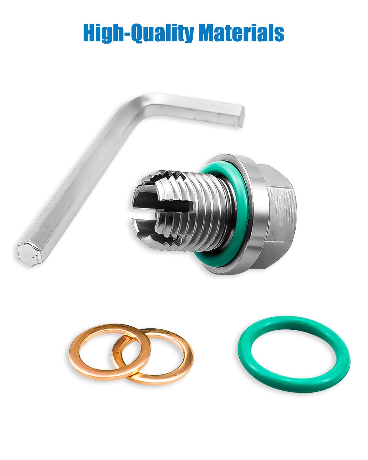 Tikscience M12.1-1.25 X 15Mm Oil Drain Plug Oversize Piggyback, Stainless Steel Self Tapping Oil Pan Thread Repair Kit With O-Ring