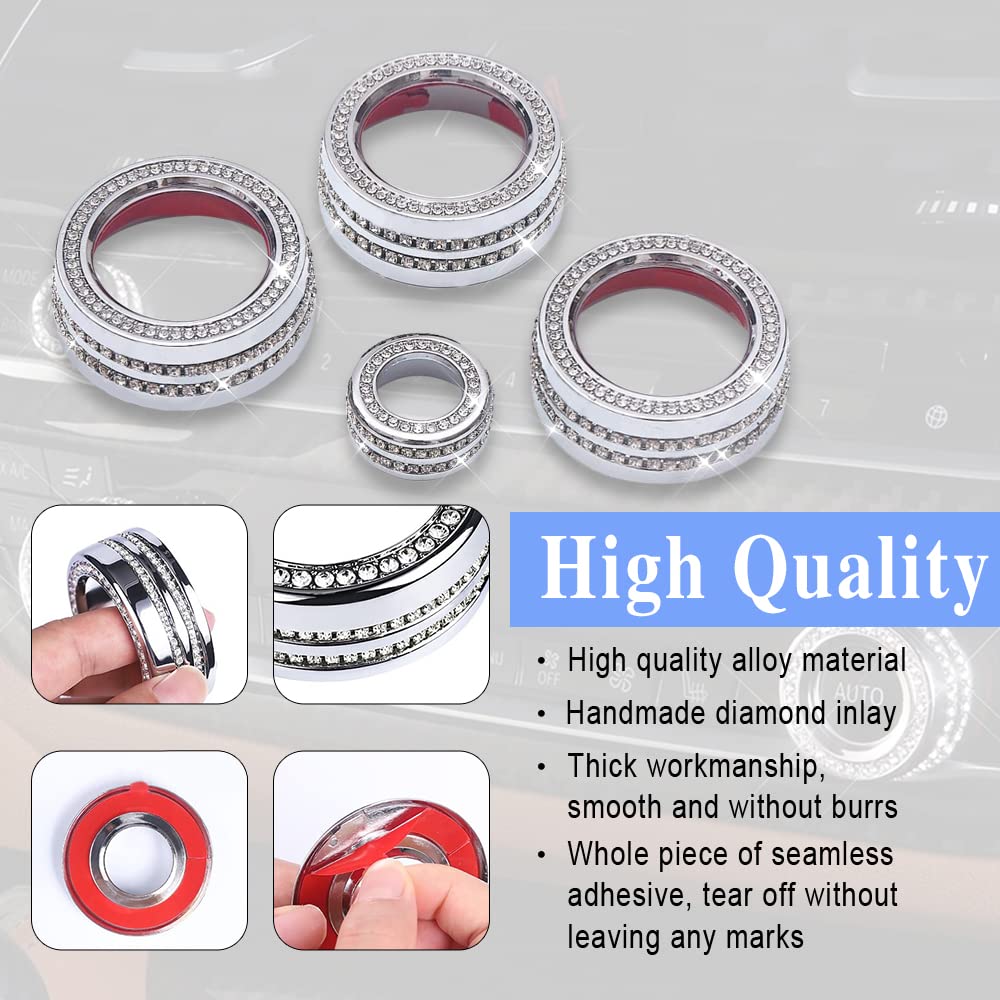 Interior Decorated Button Knob Covers, Bling Car Accessories Ac Knob Covers, Air Condition Knob Switch Trim, Interior For Car Ai