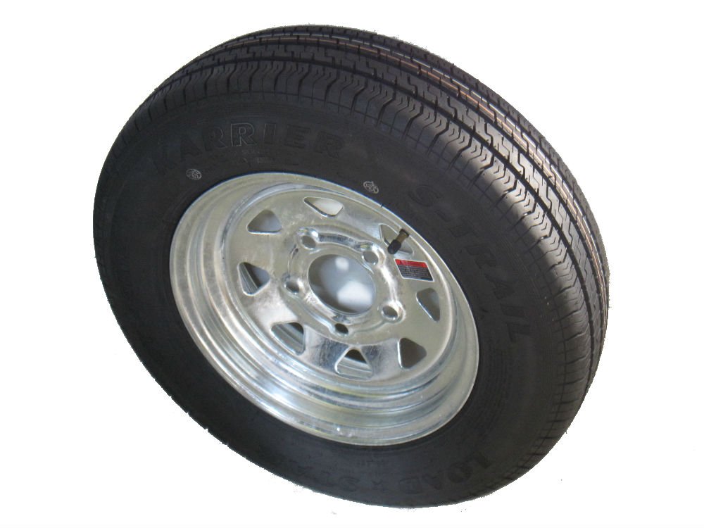 145R12 Lrd 8 Pr Kenda Karrier Radial Trailer Tire On 12'' 5 Lug Galvanized Spoke Wheel