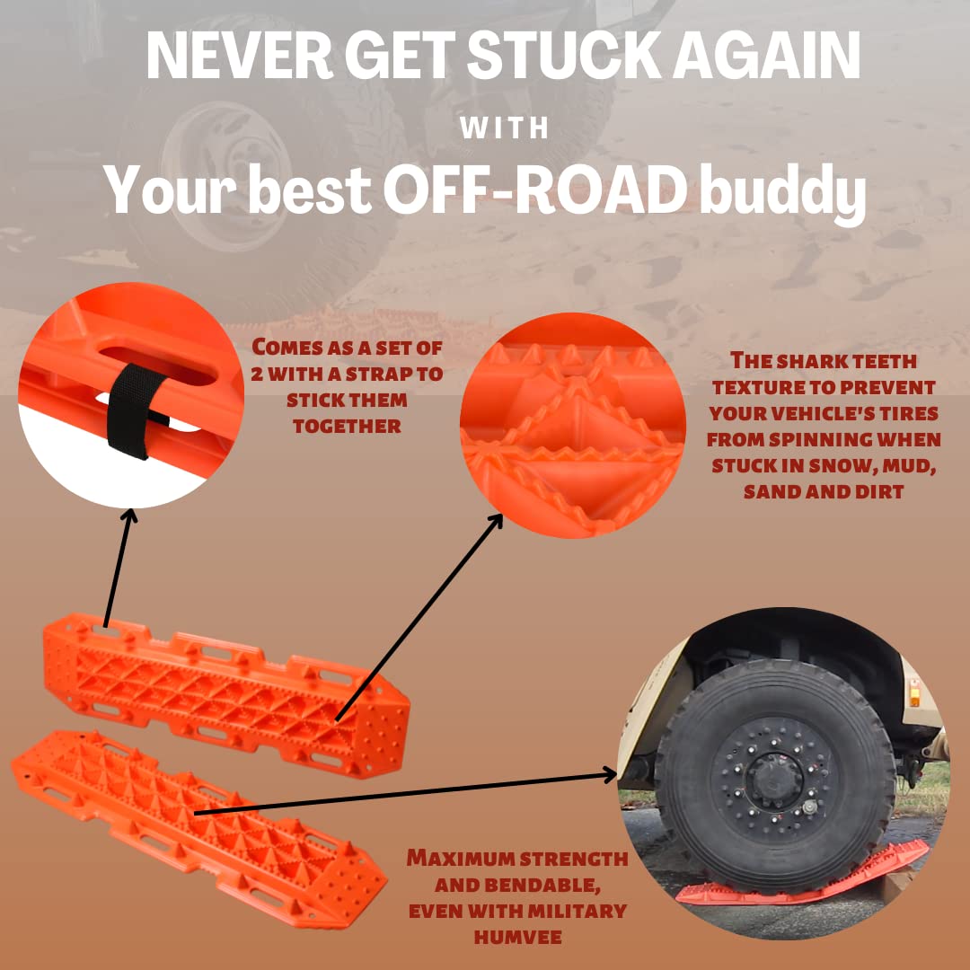 Maxsa 20333-CB Heavy-Duty Escaper Buddy Traction Mats for Off-Road Mud, Sand, & Snow Vehicle Extraction, Bendable, Unbreakable,