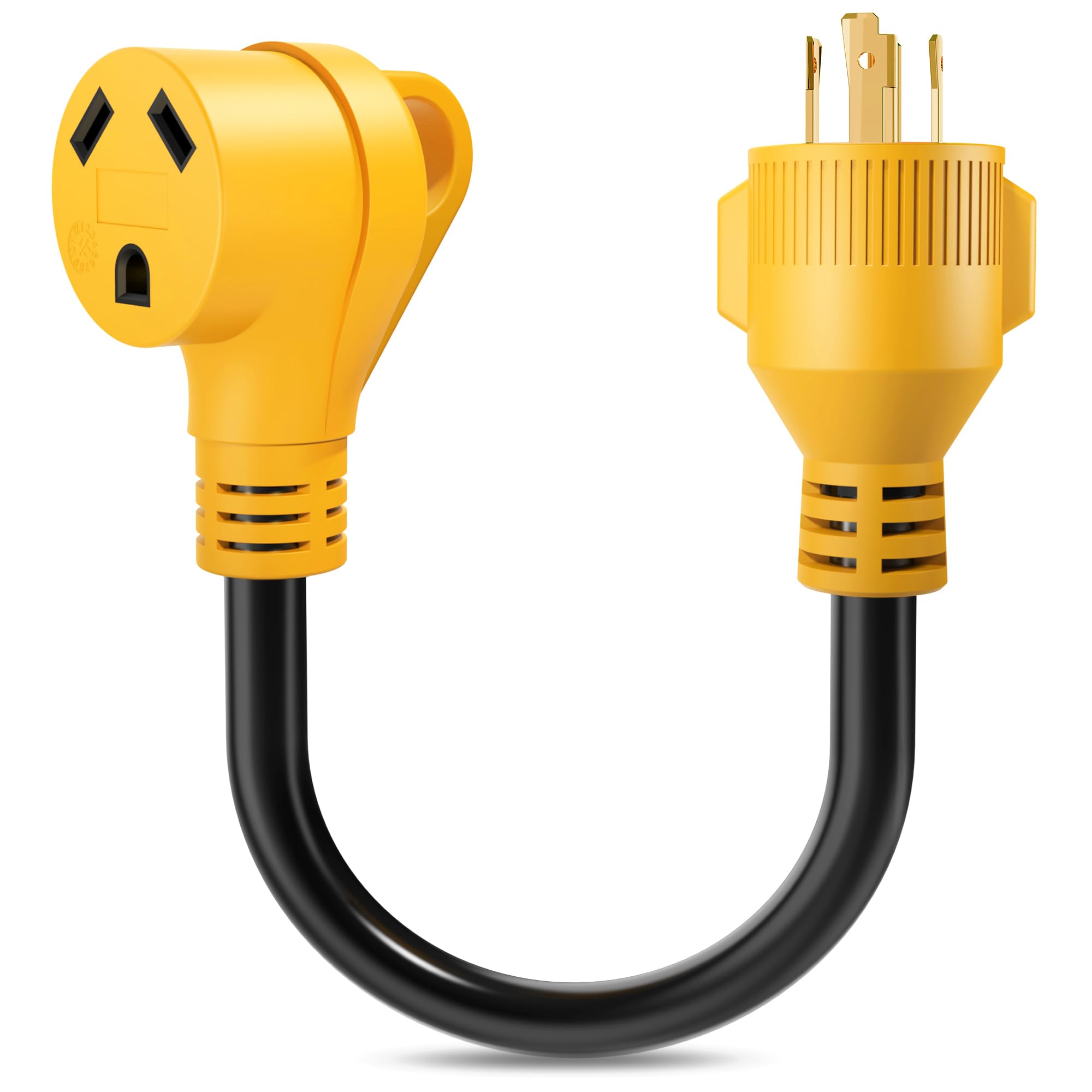 Snowyfox 30 Amp To 30 Amp Rv Generator Adapter Cord 4 Prong Nema L14-30P Locking Male Plug To Tt-30R Female Receptacle For Rv Tr