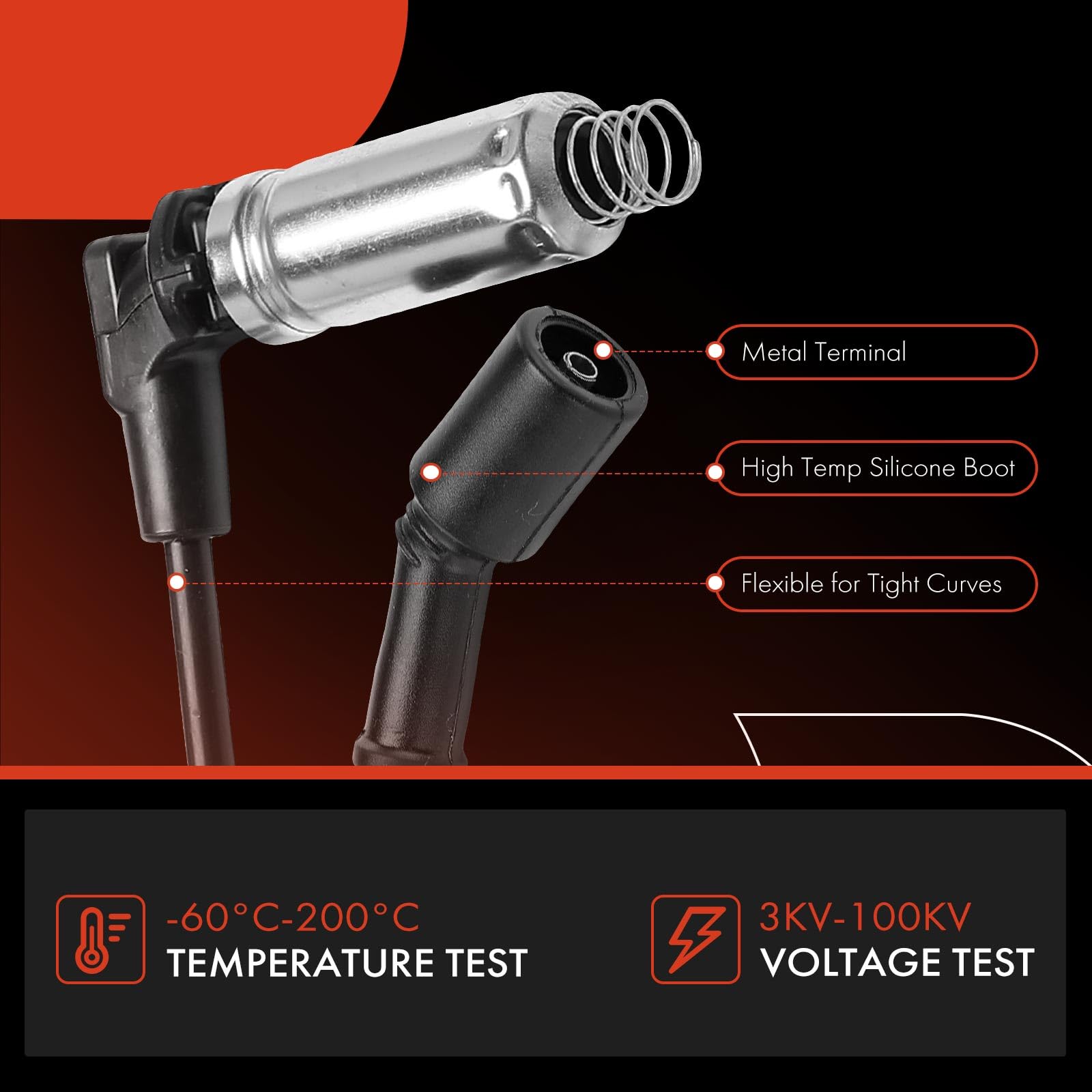 A-Premium Ignition Spark Plug Wires Set Of 8 Compatible With Chevrolet Silverado 1500 2500 3500 Hd, Tahoe, Suburban & Gmc Sierra