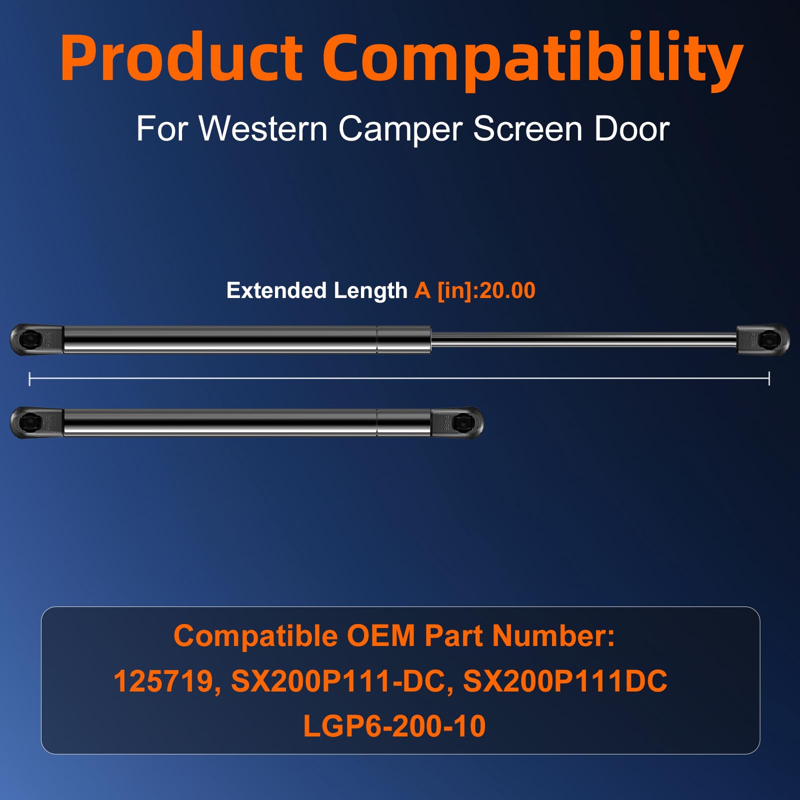 Euplokeer Qty (2) Sx200P111-Dc Sx200P111Dc 20In 11Lb/49N Gas Shock Strut Lift Support For Rv Entry Entrance Door Western Camper