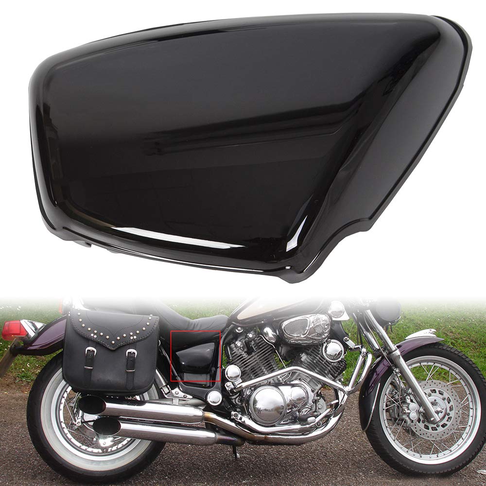 ECOTRIC Side Cover Battery Cover Fairing Compatible with 1984-Up Yamaha XV 700 750 1000 1100 Virago Battery Side Fairing Cover Protection (Right Side) Motorcycle Black