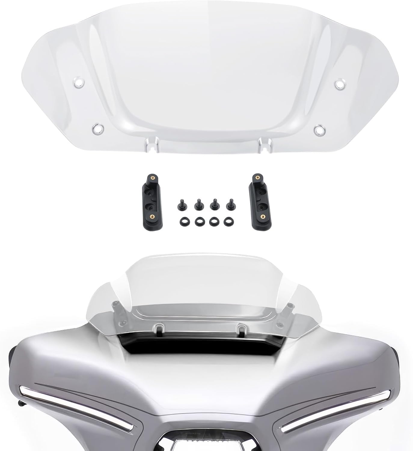 Wynmoto Clear 10''Wave Windshield Windscreen Wind Splitter Fit For Harley Davidson Cvo Street Glide Flhxse 2023-2024, Street Gli